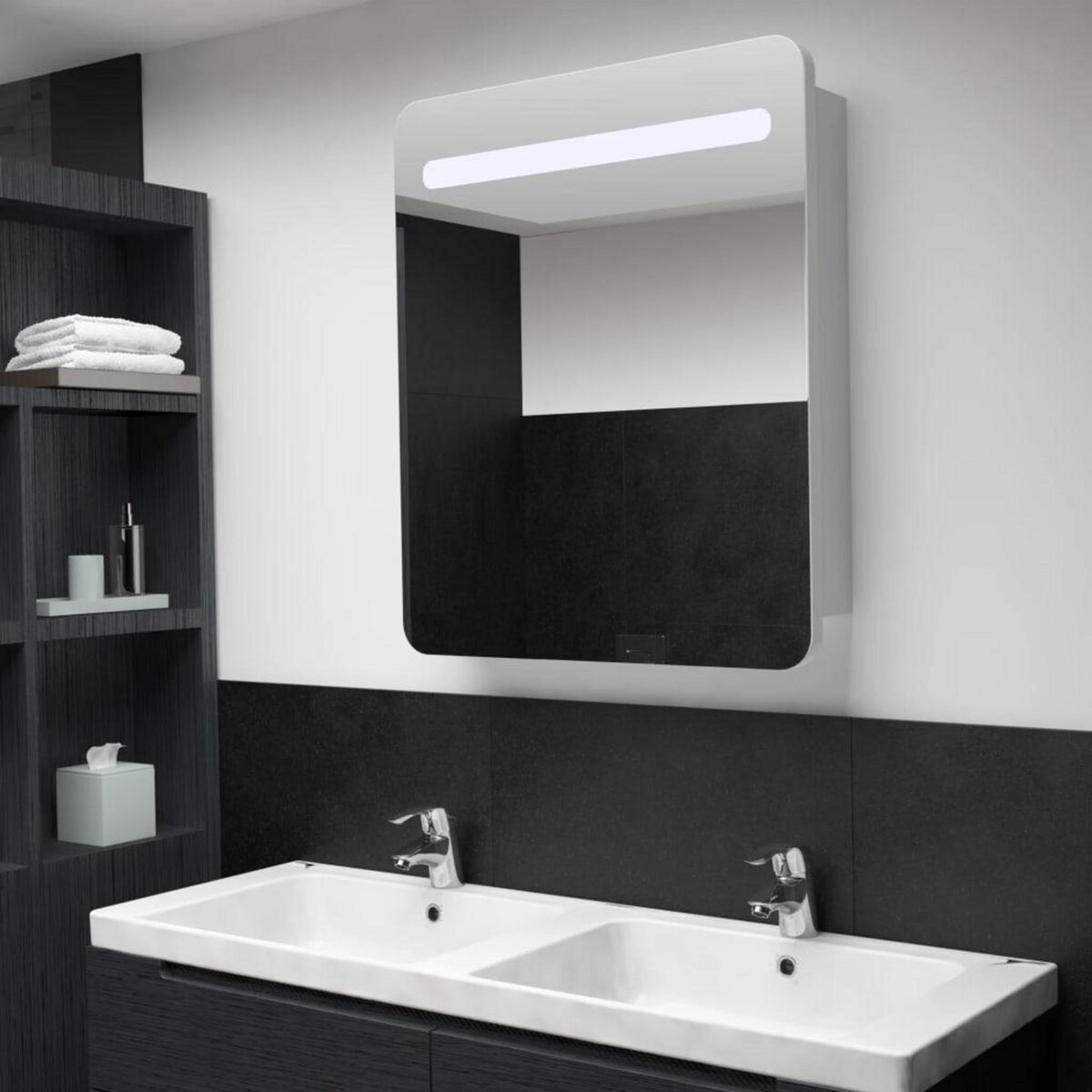 VIDAXL Armoire de salle de bain a miroir LED 68x9x80 cm
