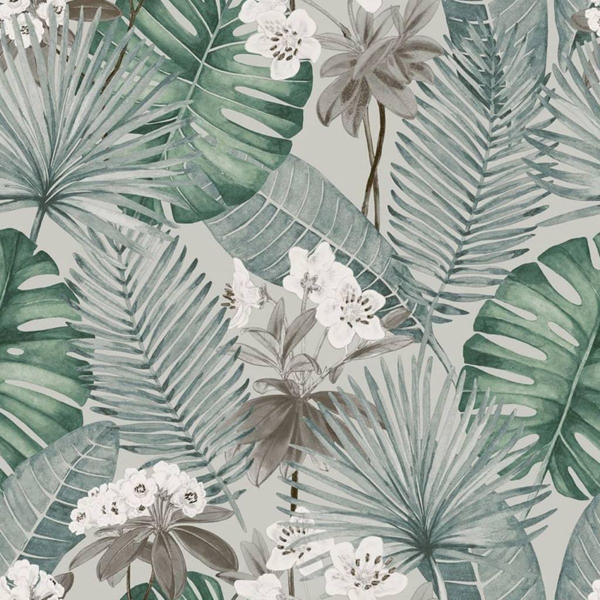 DUTCH WALLCOVERINGS DUTCH WALLCOVERINGS Papier peint Eden Gris et vert clair