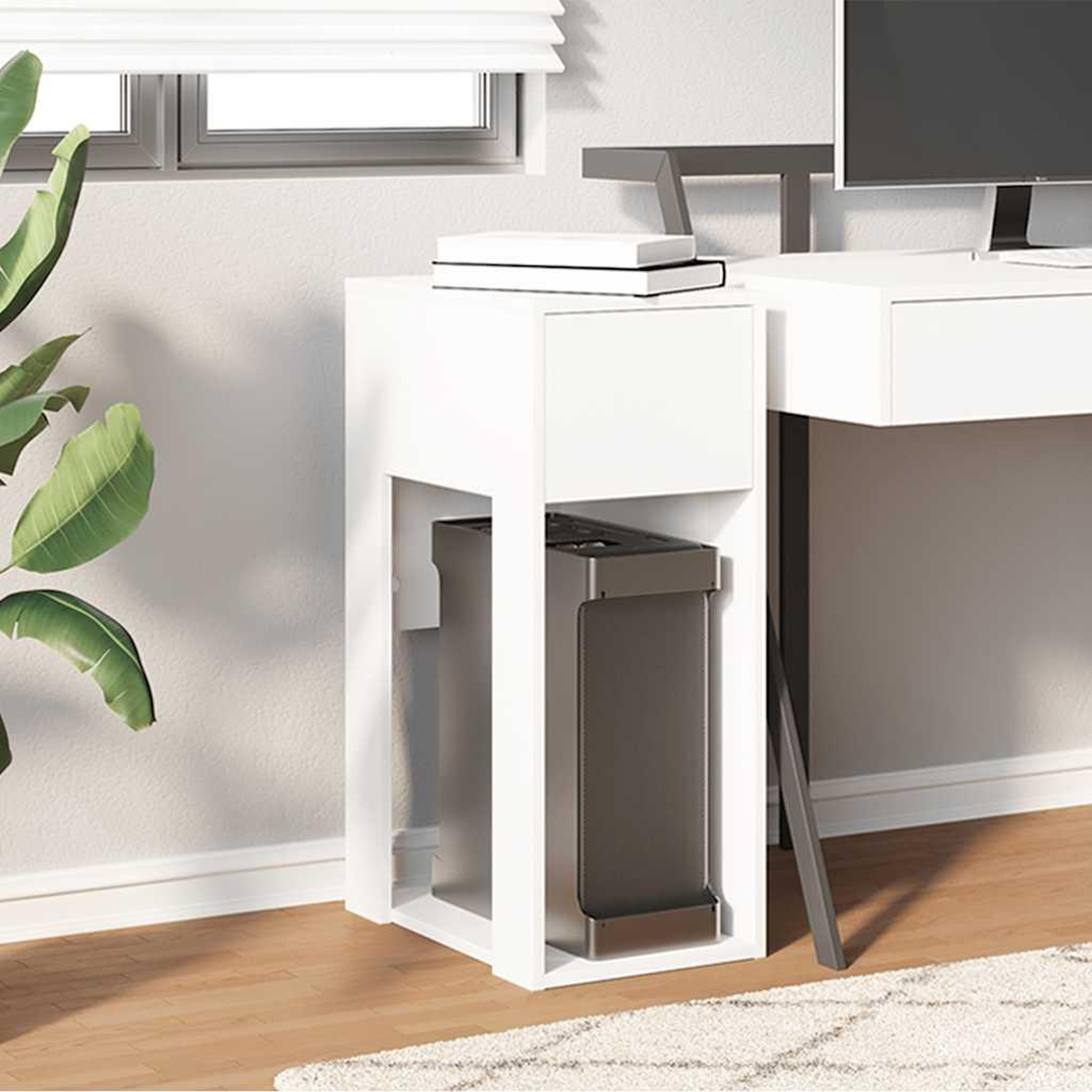 Voir la diapositive 3 : VIDAXL Support de tour d'ordinateur avec tiroir blanc 30x44x74 cm