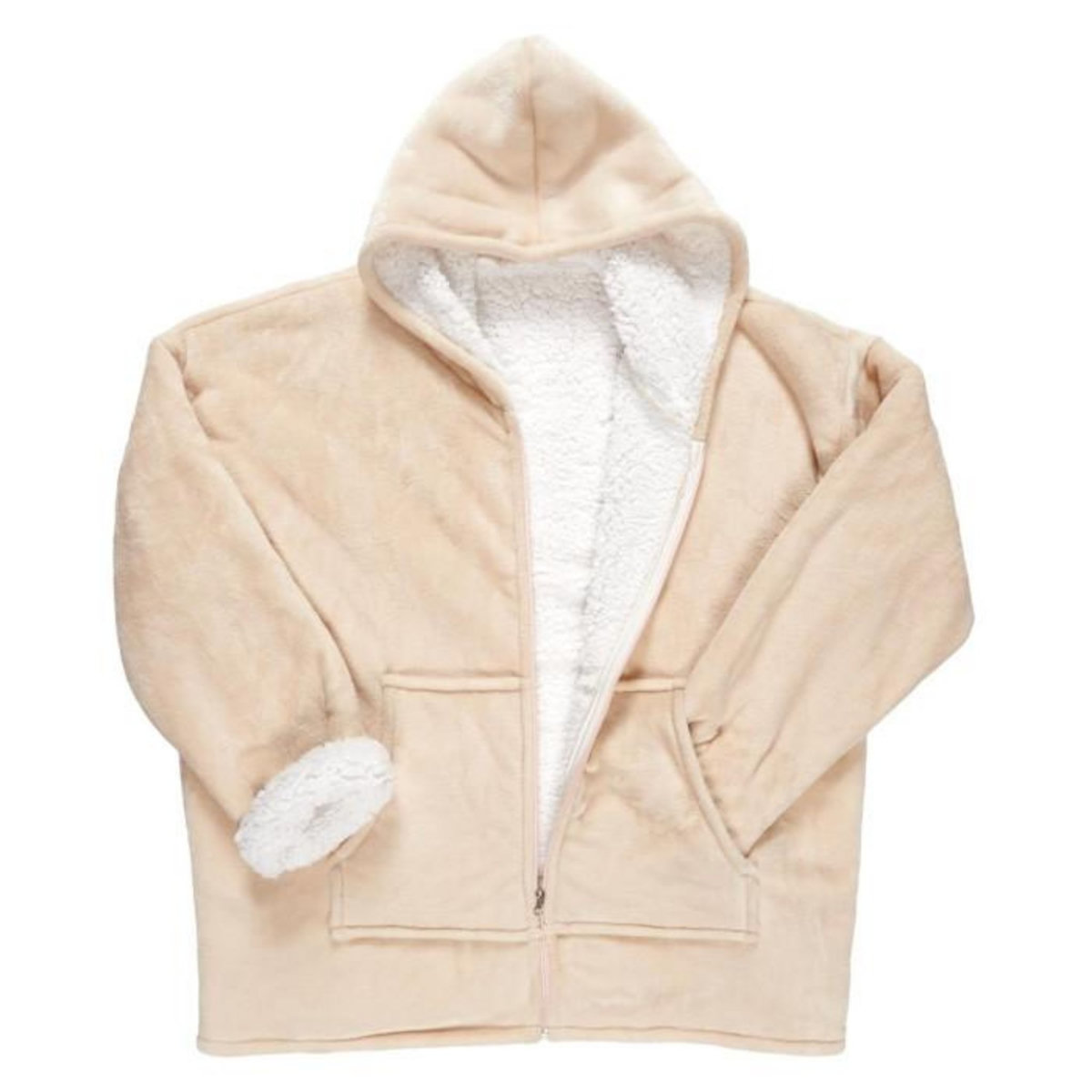 Paris Prix Plaid Sweat à Capuche  Fermeture  85x118cm Beige