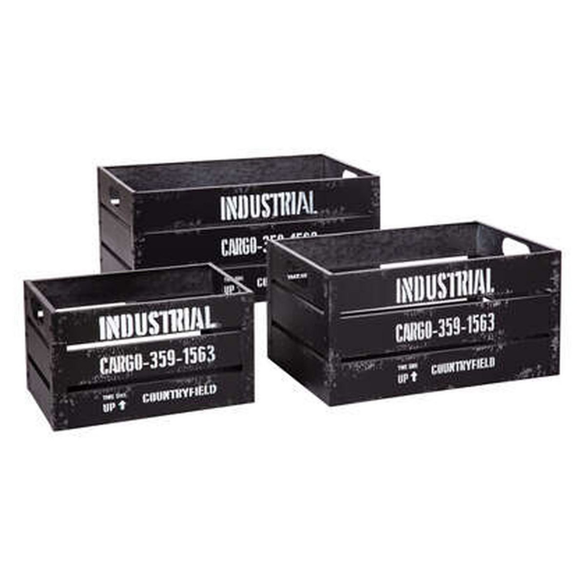 Lot de 3 caisses cagettes de rangement en métal style industriel 