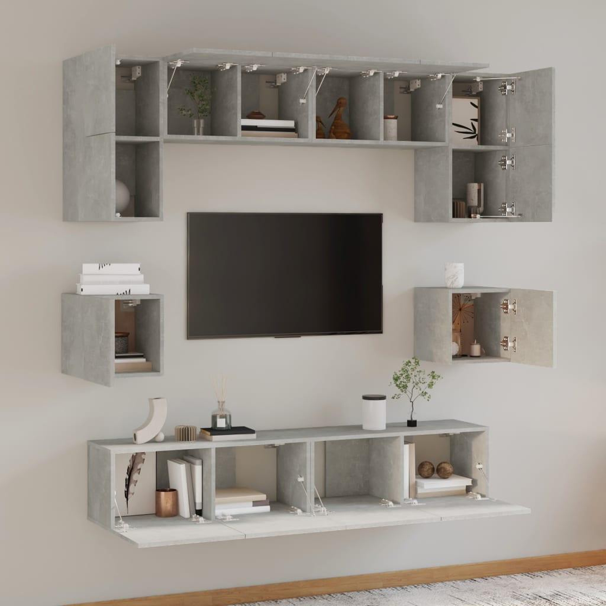 Voir la diapositive 3 : VIDAXL Ensemble de meubles TV 8 pcs Gris beton Bois d'ingenierie