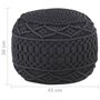 Voir la diapositive 5 : VIDAXL Pouf fait a la main en macrame Anthracite 45x30 cm Coton