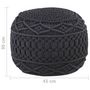 Voir la diapositive 5 : VIDAXL Pouf fait a la main en macrame Anthracite 45x30 cm Coton