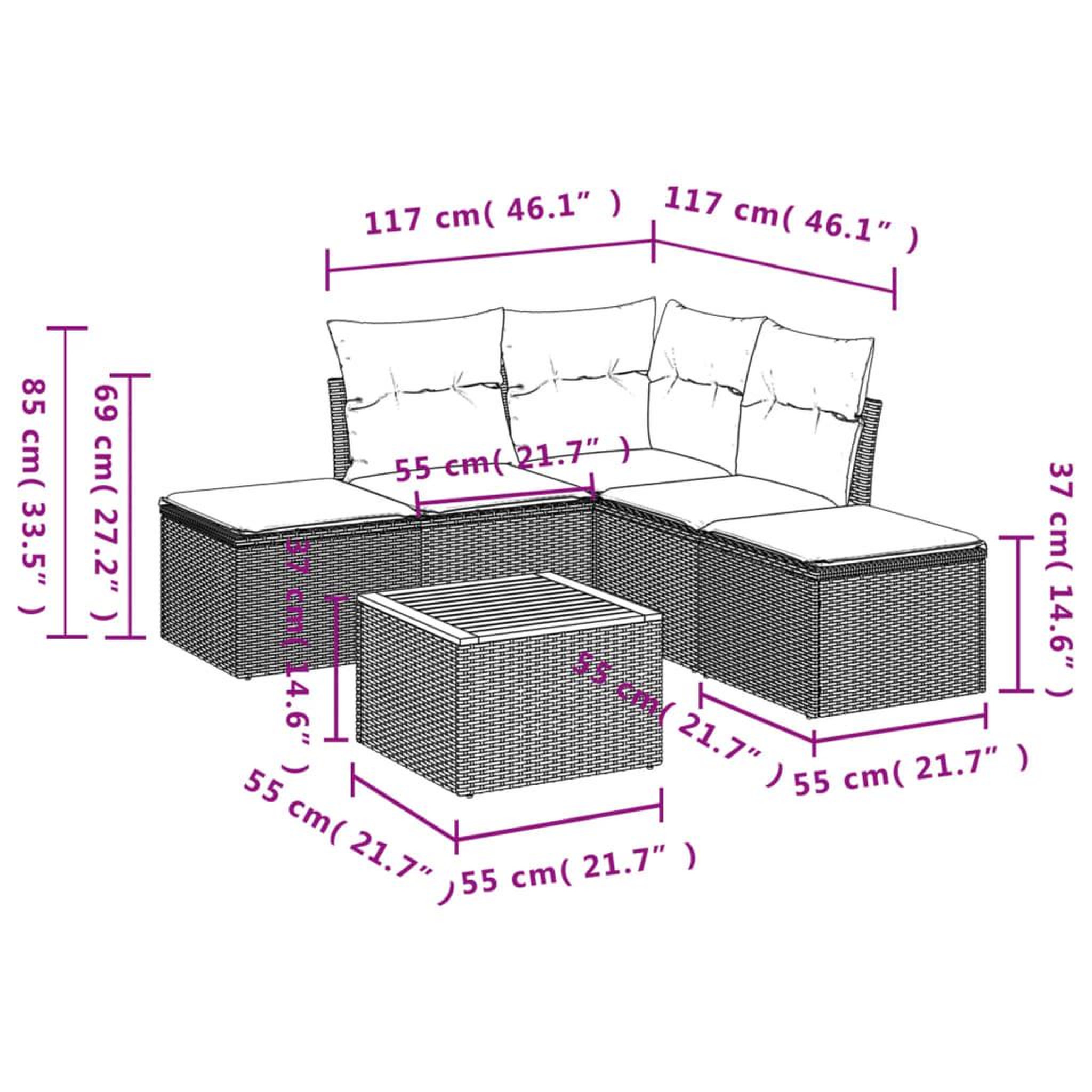 Voir la diapositive 4 : VIDAXL Salon de jardin 6 pcs avec coussins noir resine tressee