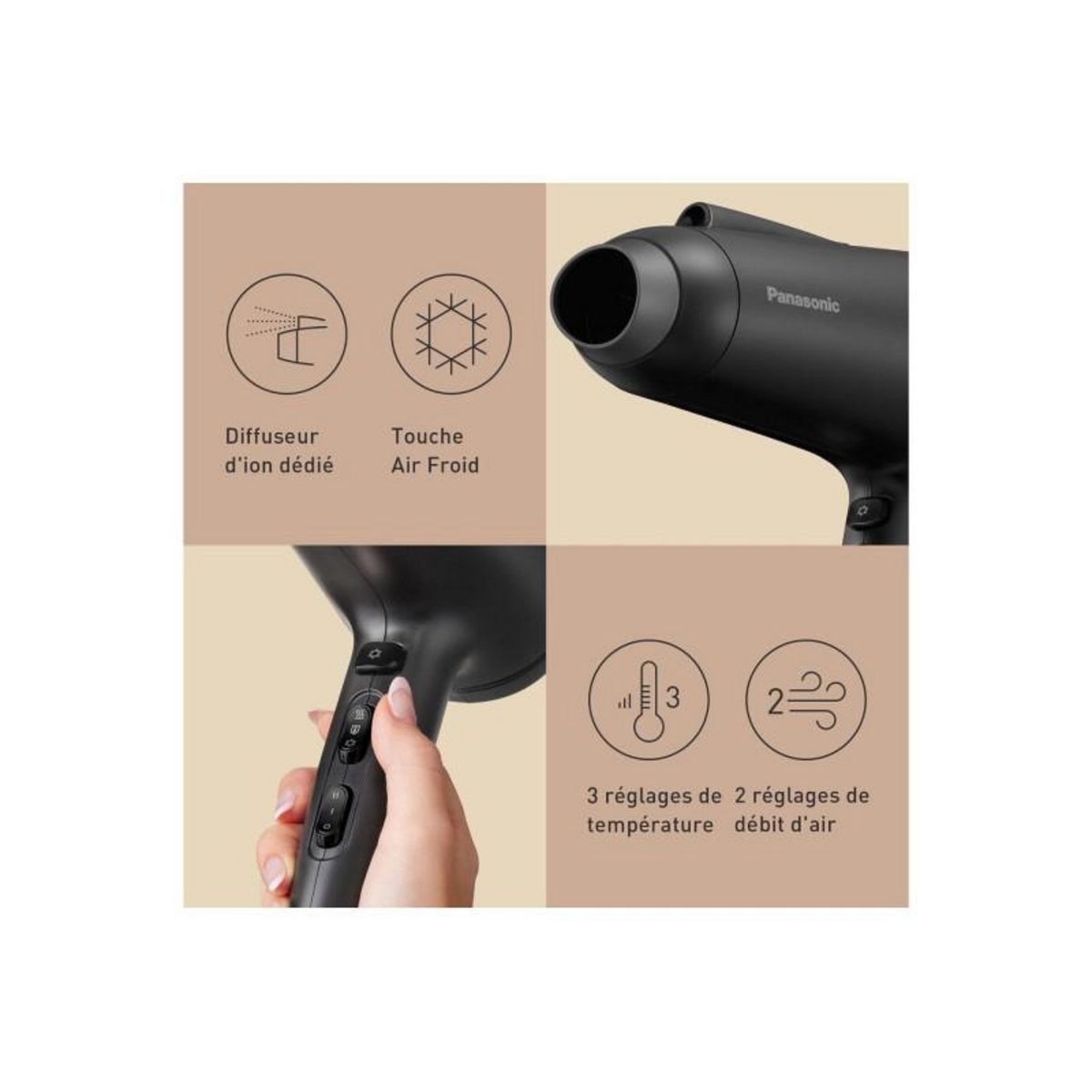 PANASONIC Sèche cheveux Panasonic EH NE87 K825 NOIR