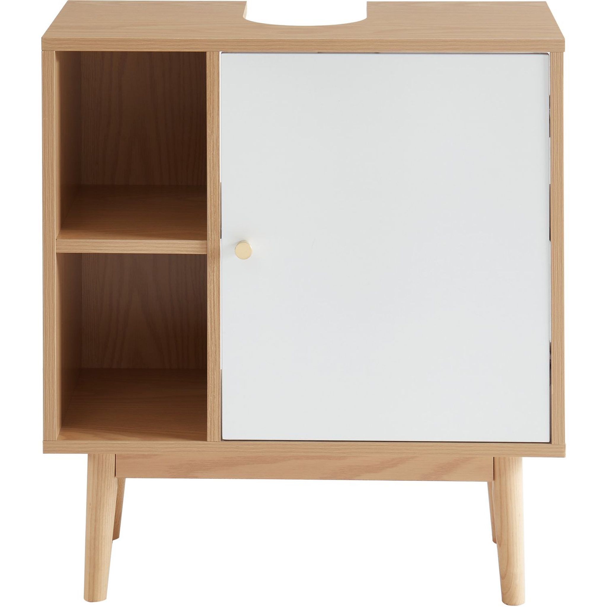 Voir la diapositive 3 : Meuble de salle de bain sous-vasque 2 niches et 1 porte L60cm QUARTEIRA