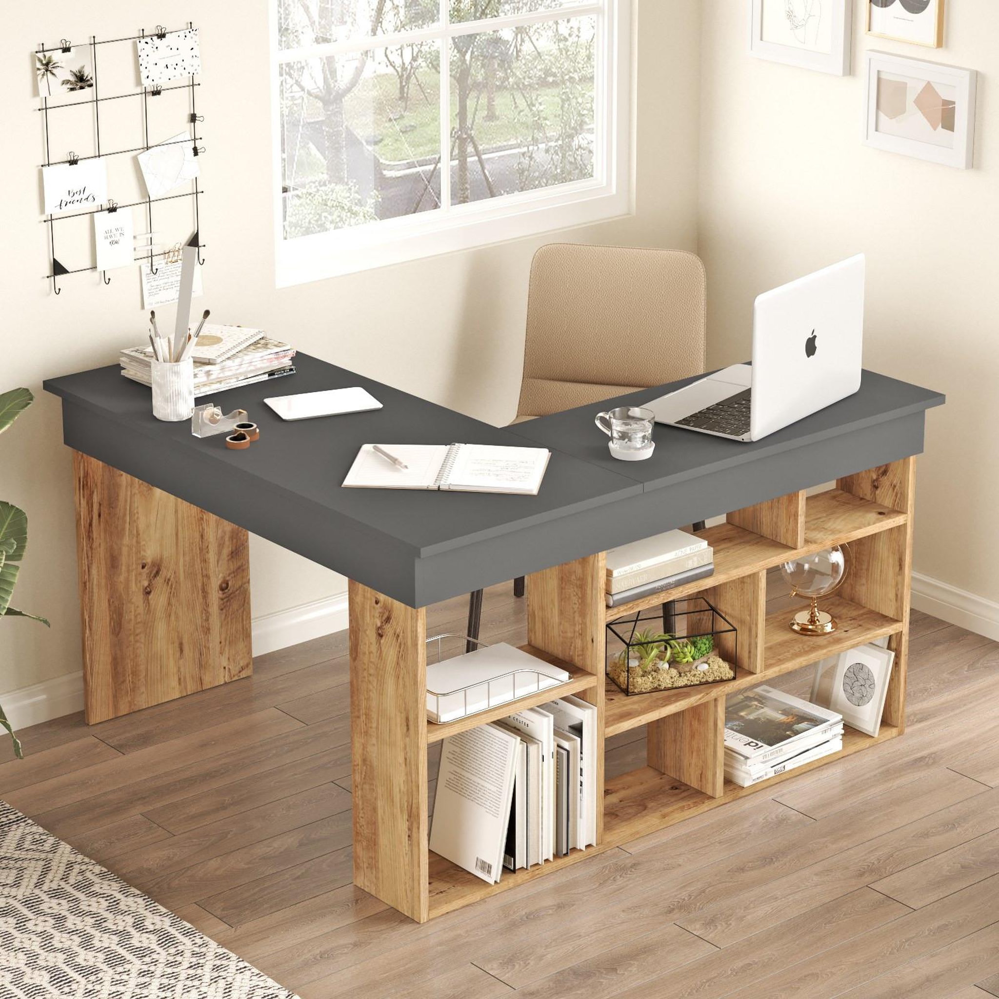 Voir la diapositive 2 : Habitat et Jardin Bureau en bois  ct5  - 129 x 120 x 72 cm - pin atlantique anthracite
