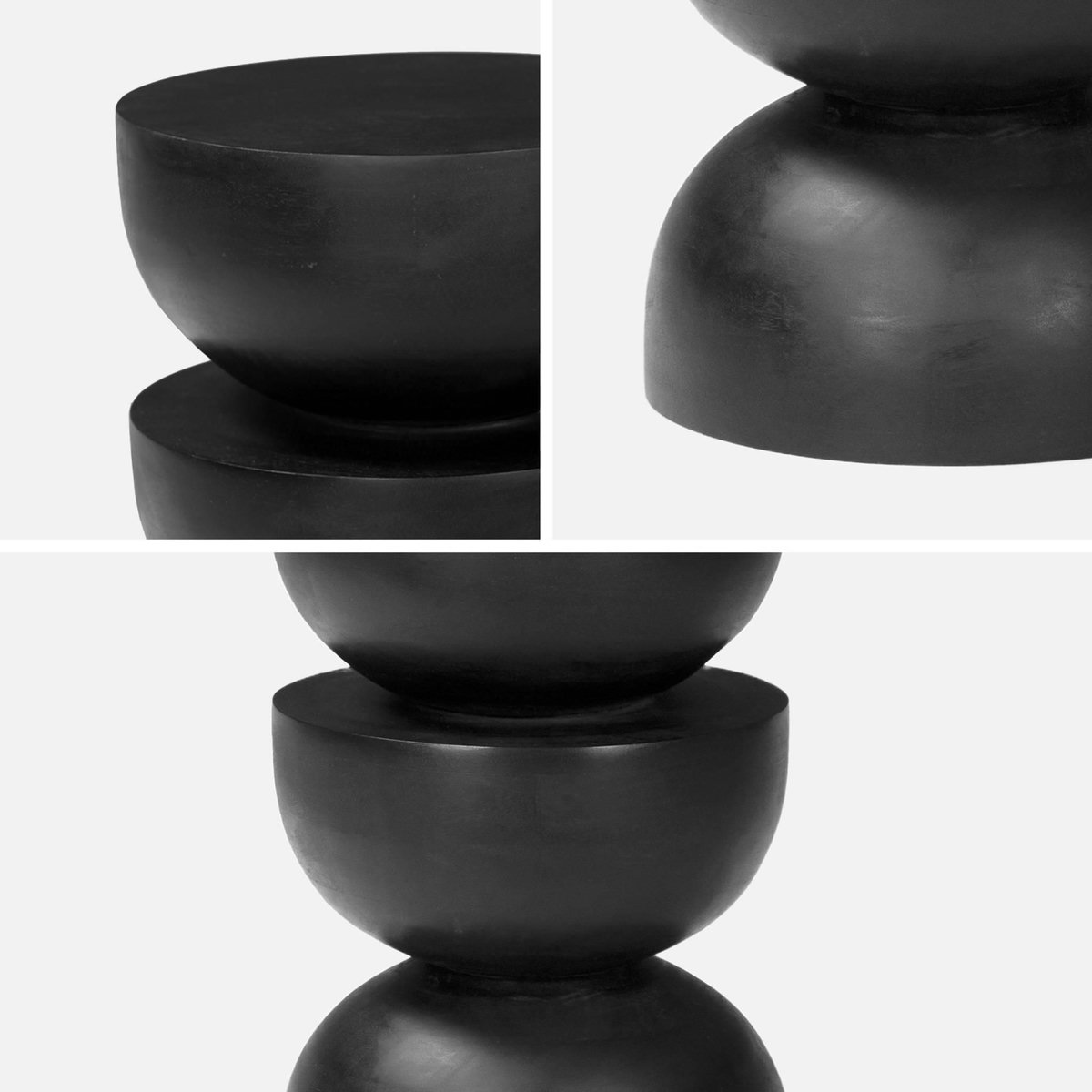 SWEEEK Table d'appoint. bout de canapé. table de chevet. tabouret en bois de manguier. Noir . Sita. Ø30 x H 45cm