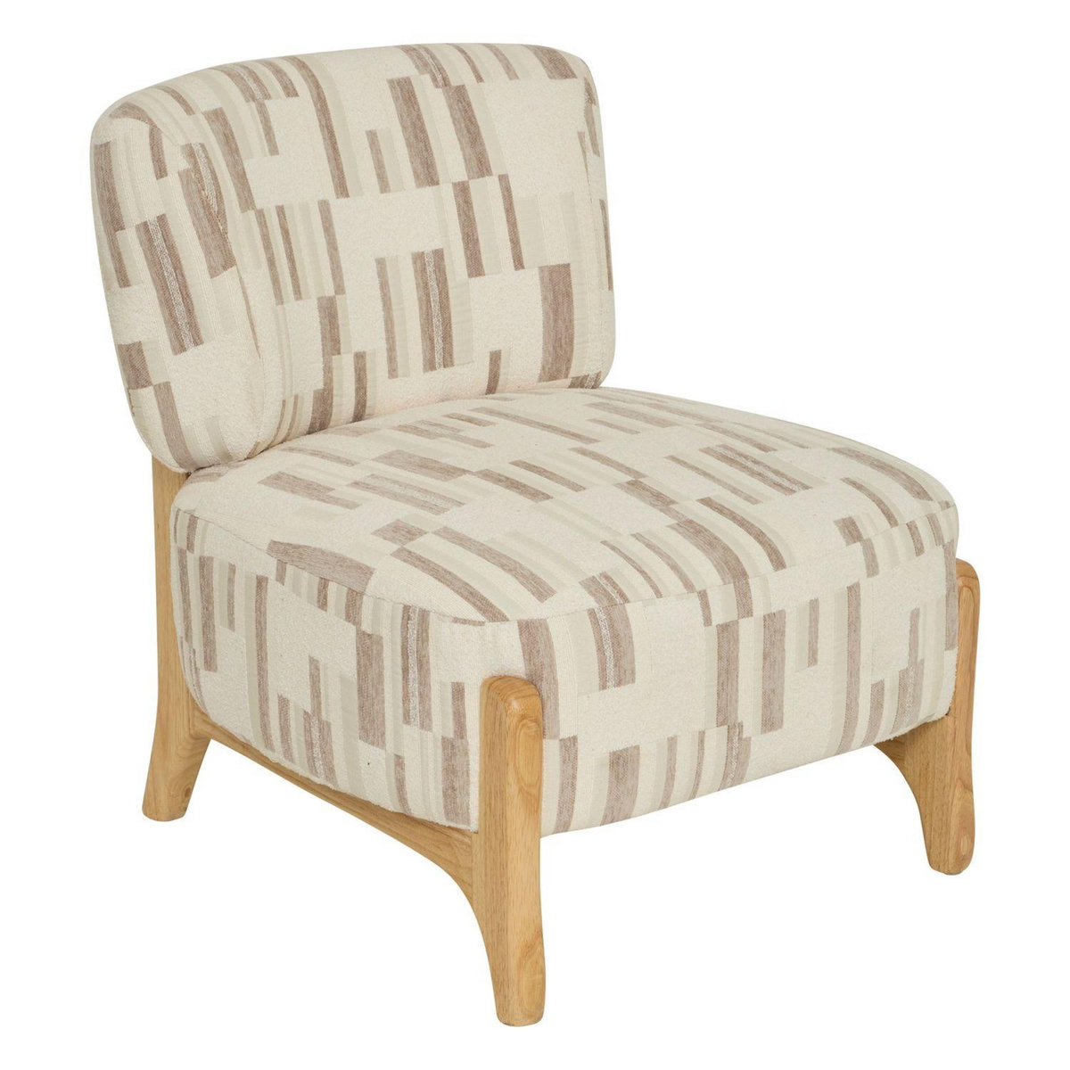 ATMOSPHERA Fauteuil en chenille avec pieds en bois effet naturel CALIX - Beige