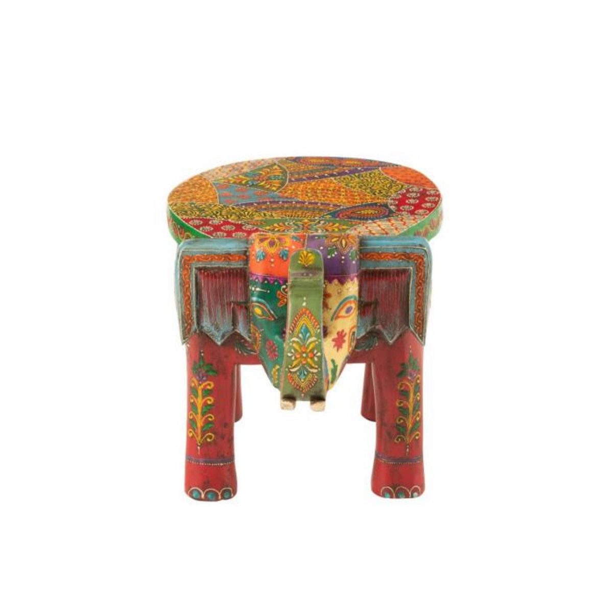 Paris Prix Tabouret Éléphant en Bois  Delhi  35cm Multicolore