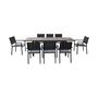 Voir la diapositive 4 : SWEEEK Table jardin extensible aluminium + 8 assises empilables aluminium et textilène