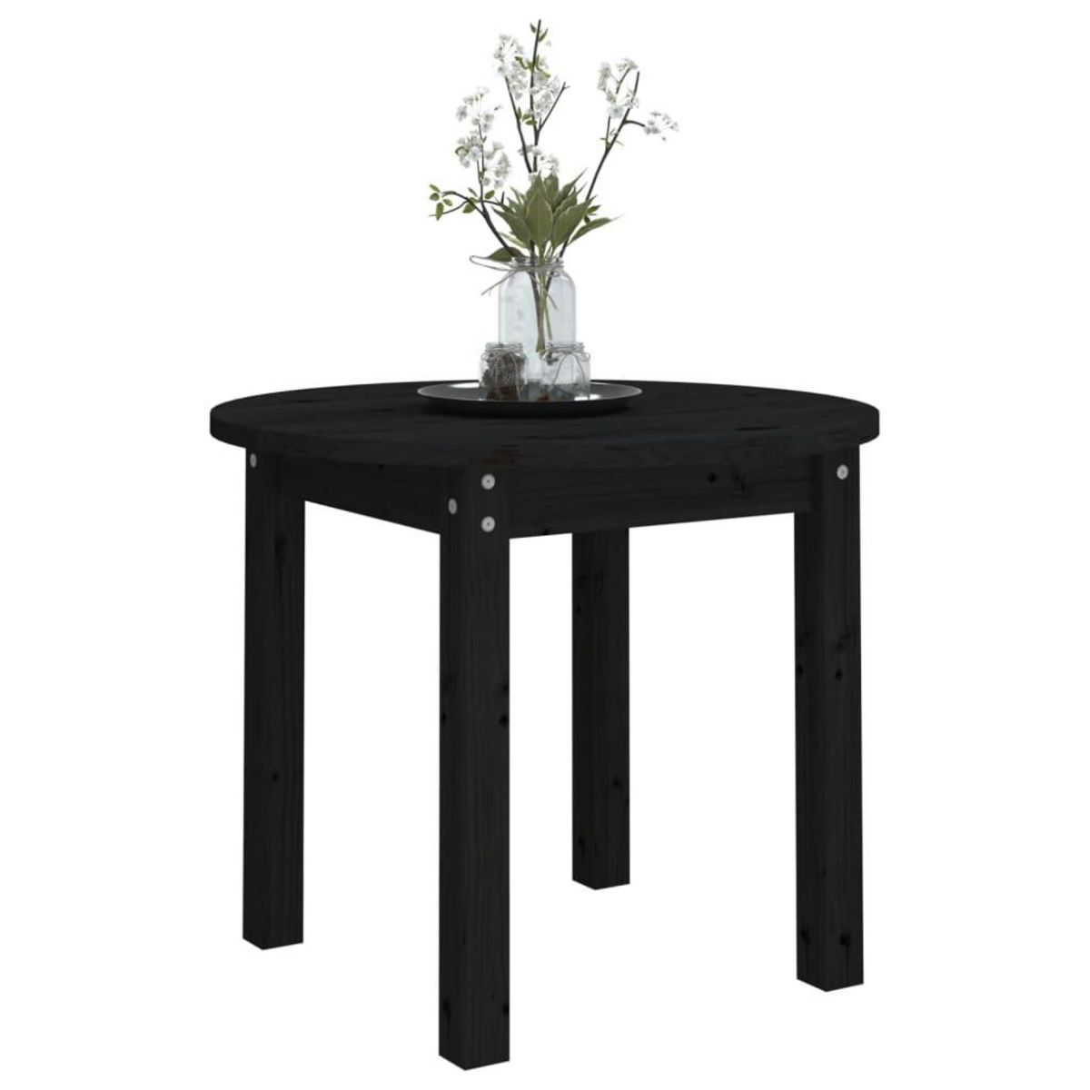 VIDAXL Table basse Noir Ø 55x45 cm Bois massif de pin