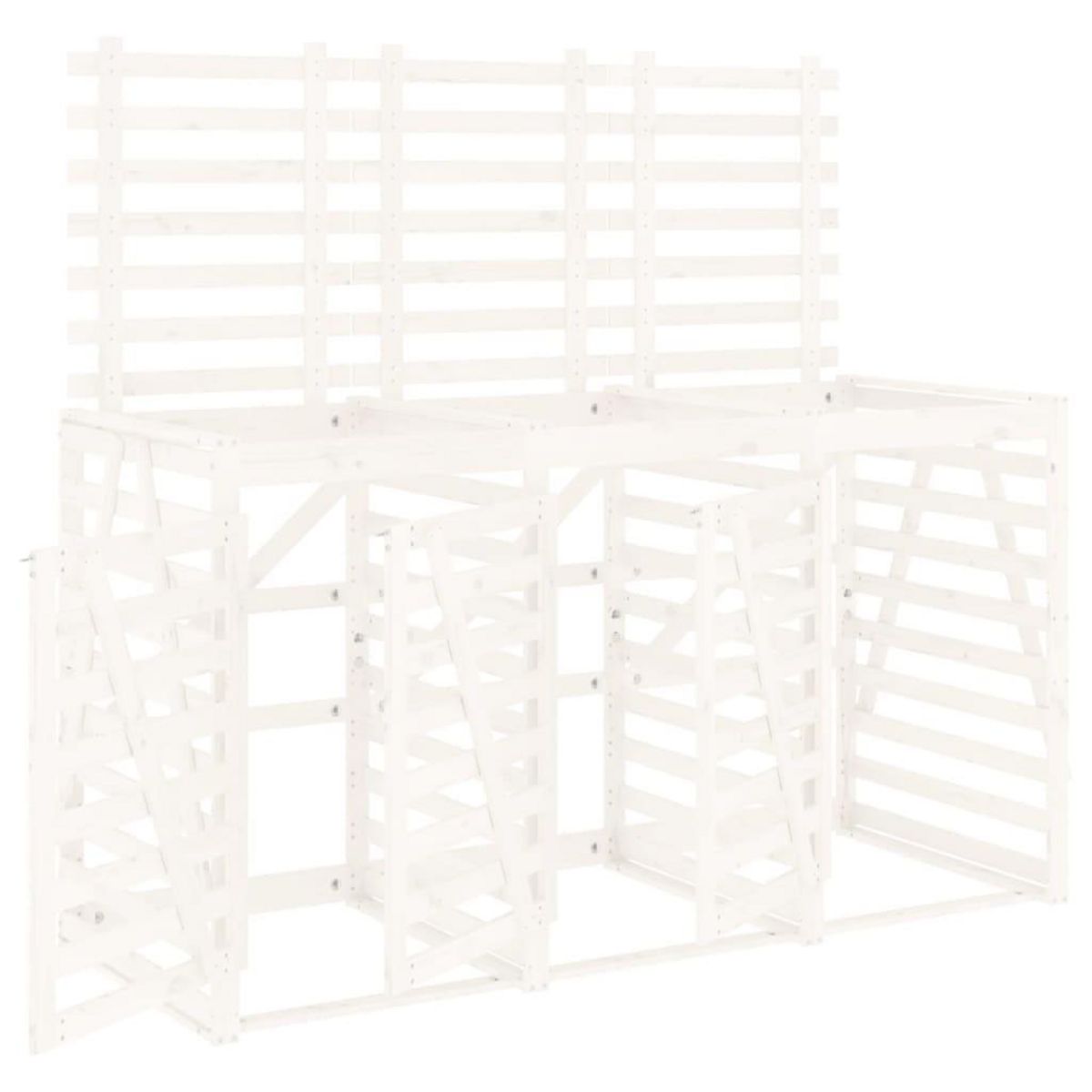 VIDAXL Abri pour poubelle triple sur roulettes blanc bois pin