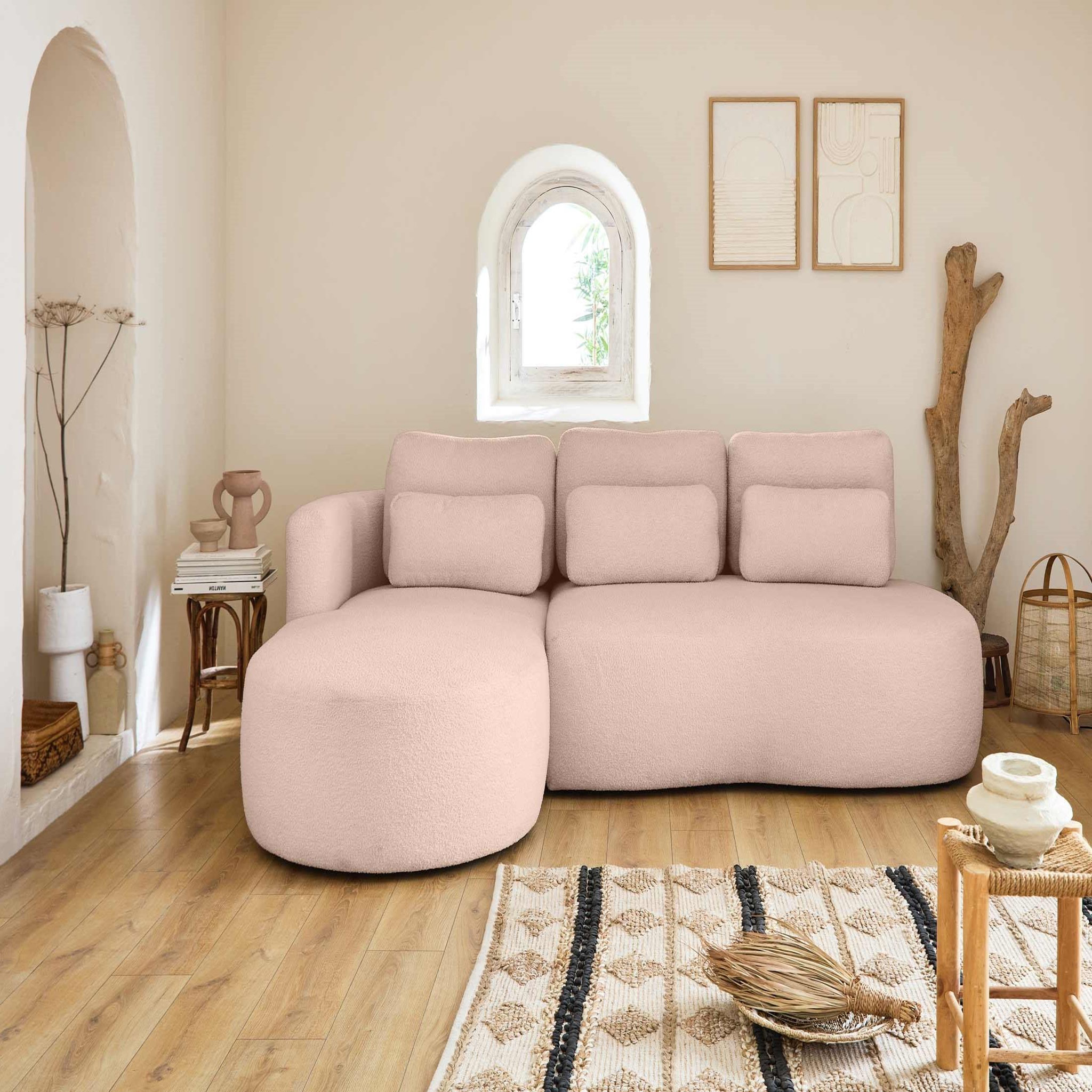 Voir la diapositive 6 : BEST MOBILIER Mahina - canapé d'angle gauche - 4 places - convertible avec coffre - en tissu bouclette
