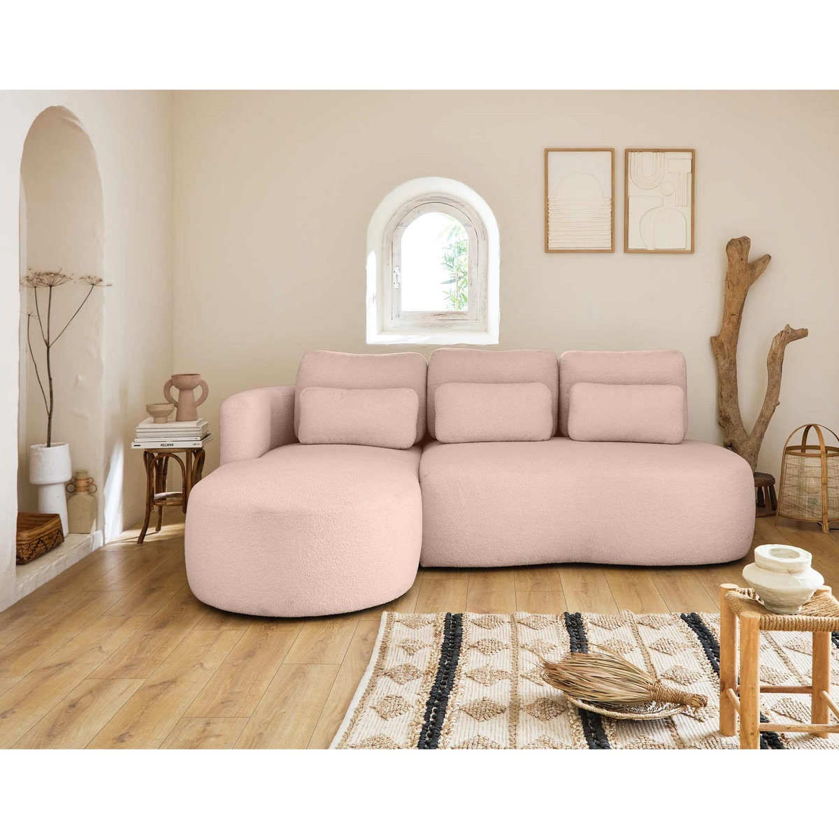 LISA DESIGN Mahina - canapé d'angle gauche - 4 places - convertible avec coffre - en tissu bouclette