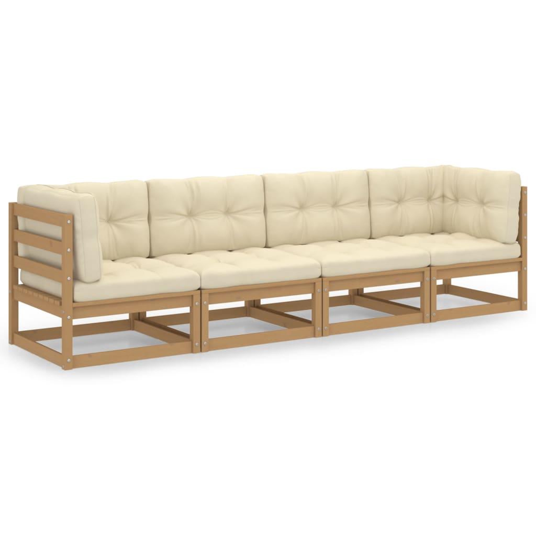 Voir la diapositive 2 : VIDAXL Canape 4 places de jardin avec coussins Bois de pin massif