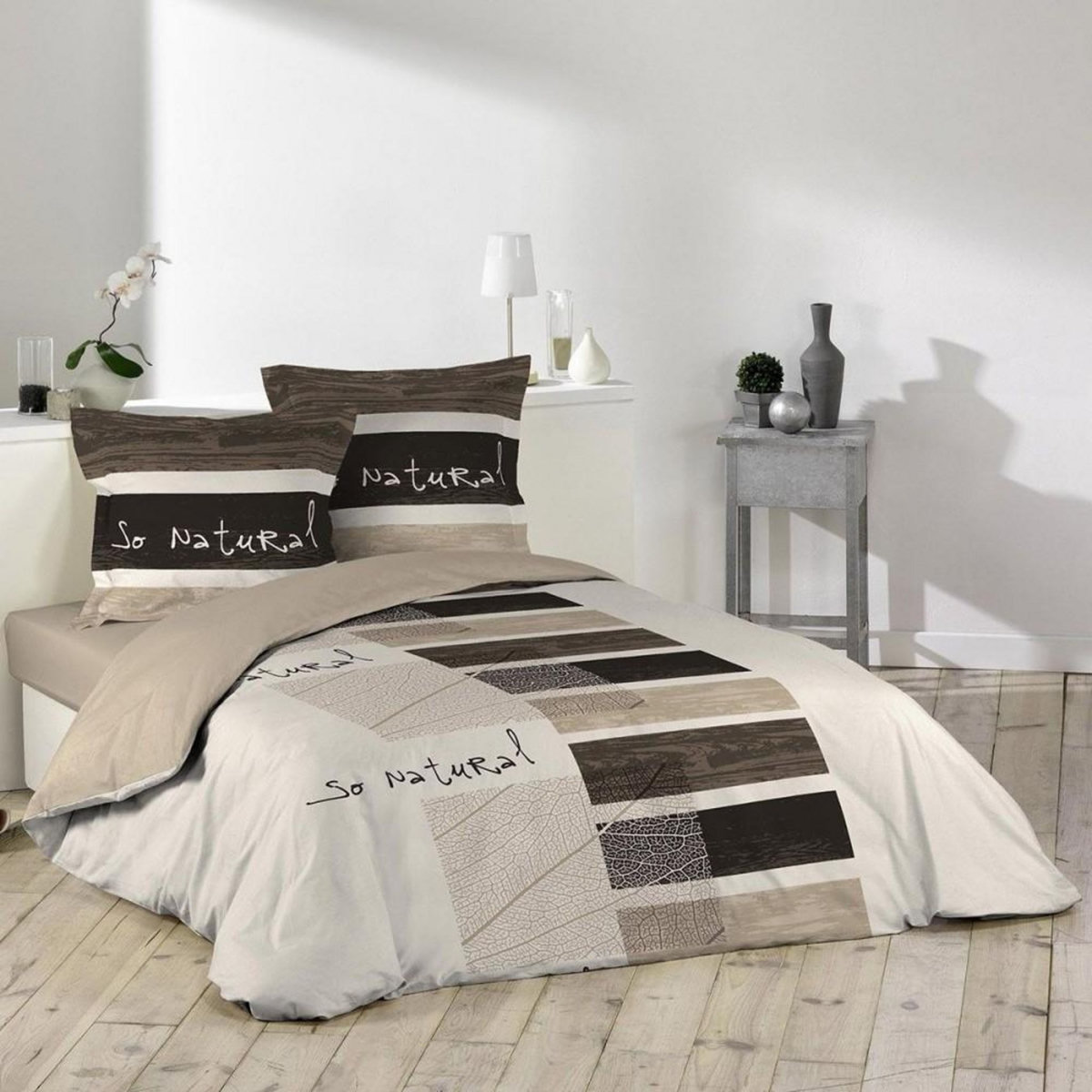 Douceur d'Intérieur Housse de couette 200x200 + 2 taies So natural coton