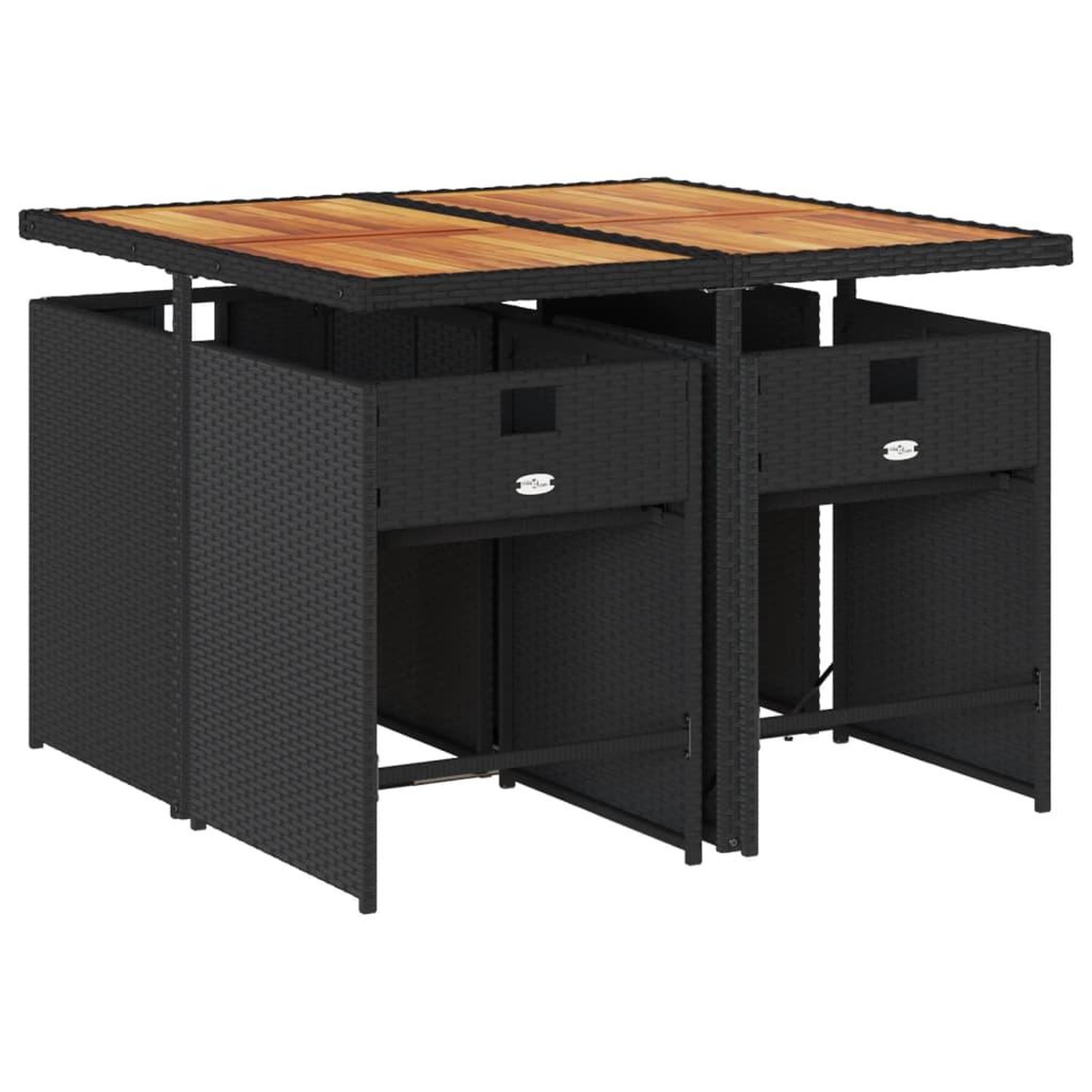 Voir la diapositive 3 : VIDAXL Ensemble a manger de jardin coussins 5pcs Noir Resine tressee