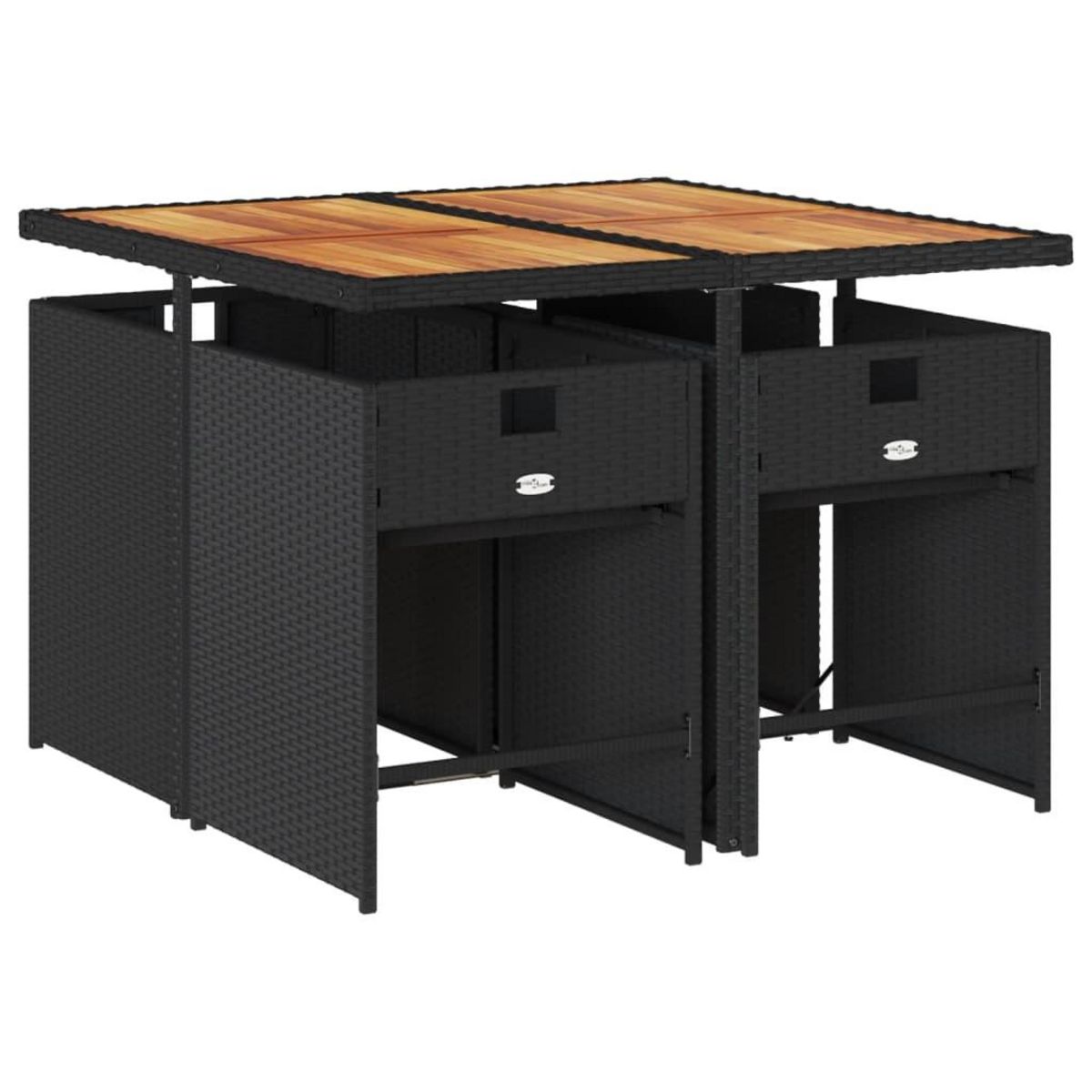 VIDAXL Ensemble a manger de jardin coussins 5pcs Noir Resine tressee