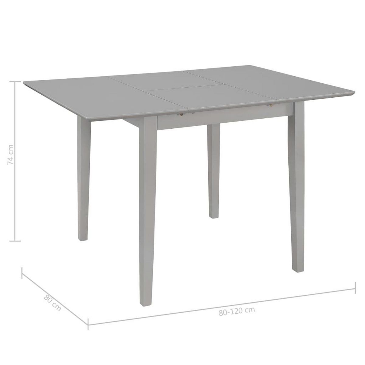VIDAXL Table a dîner extensible Gris (80-120) x 80 x 74 cm MDF