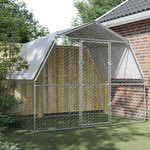 VIDAXL Cage a poules avec toit et porte argente acier galvanise