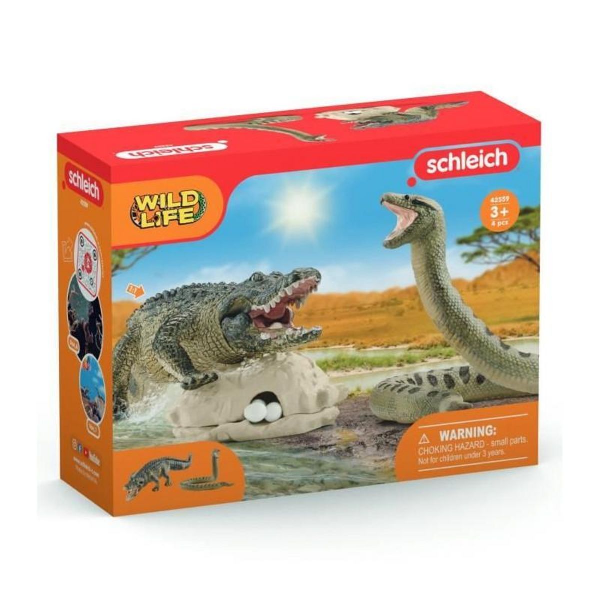 Schleich Coffret Duel Aligator/Anaconda, figurines animaux sauvages, Schleich 42559 Wild Life, Pour enfant des 3 ans