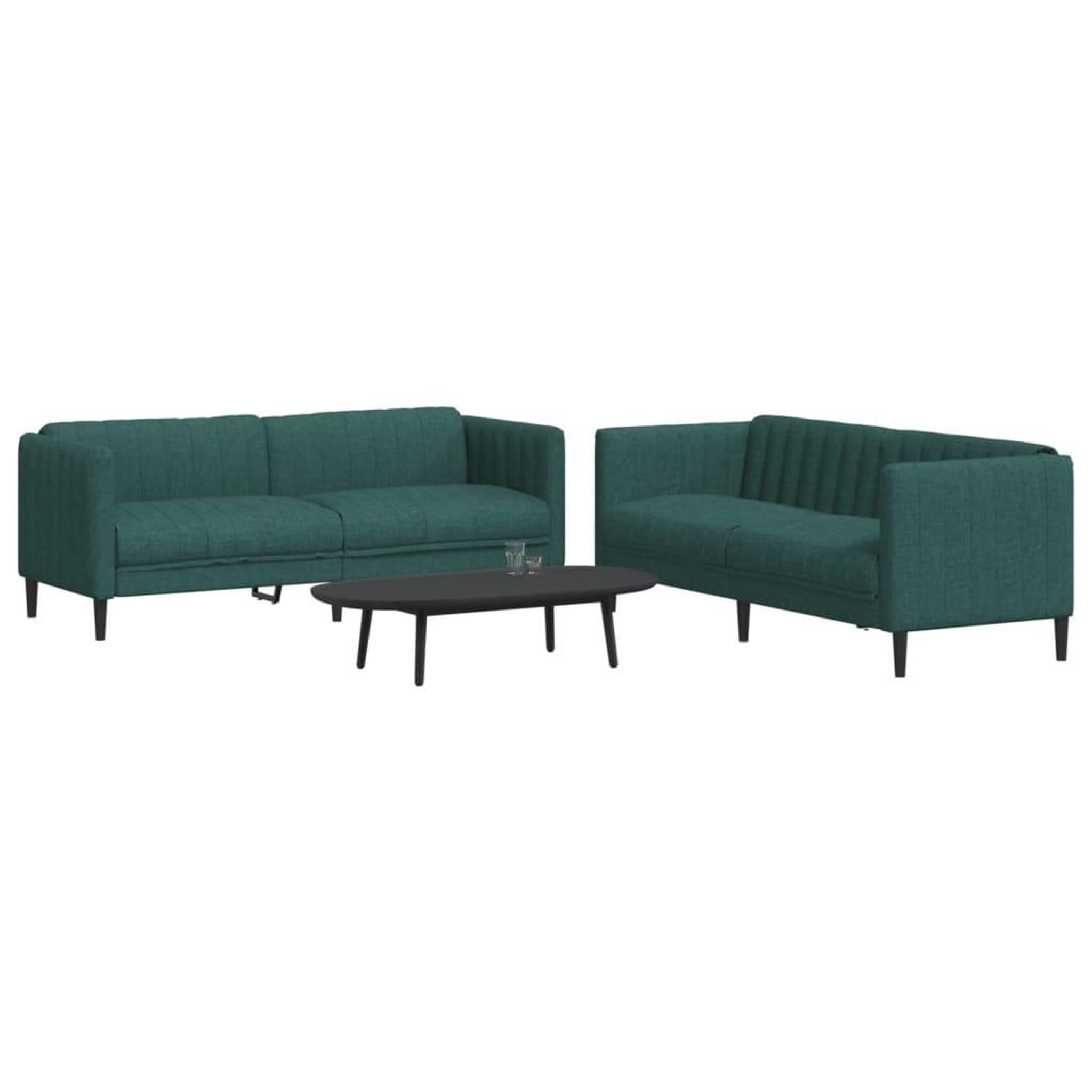 VIDAXL Ensemble de canapes 2 pcs vert fonce tissu