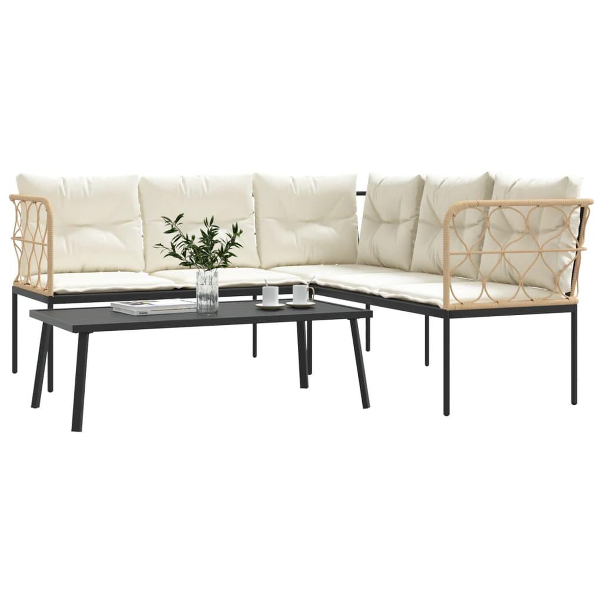 Voir la diapositive 4 : VIDAXL Ensemble de canapes de jardin et coussins noir acier textilene