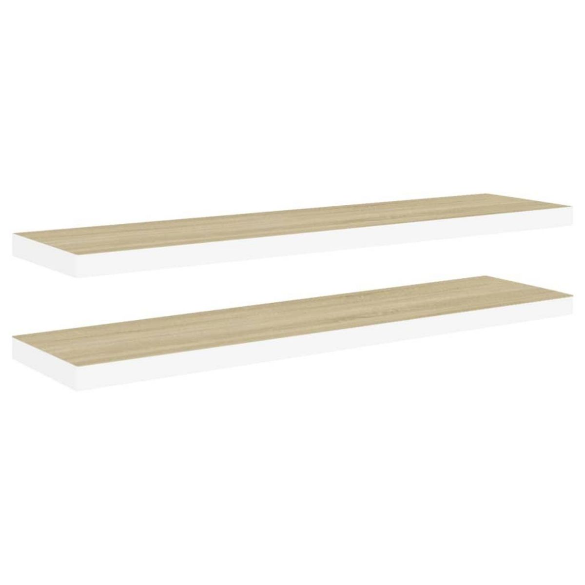 VIDAXL Etageres flottantes 2 pcs chene et blanc 120x23,5x3,8 cm MDF