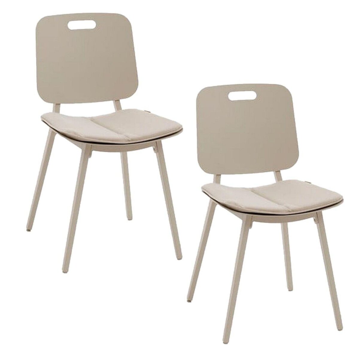 HESPERIDE Lot de 2 chaises de jardin en aluminium TERZANO - Beige et argile