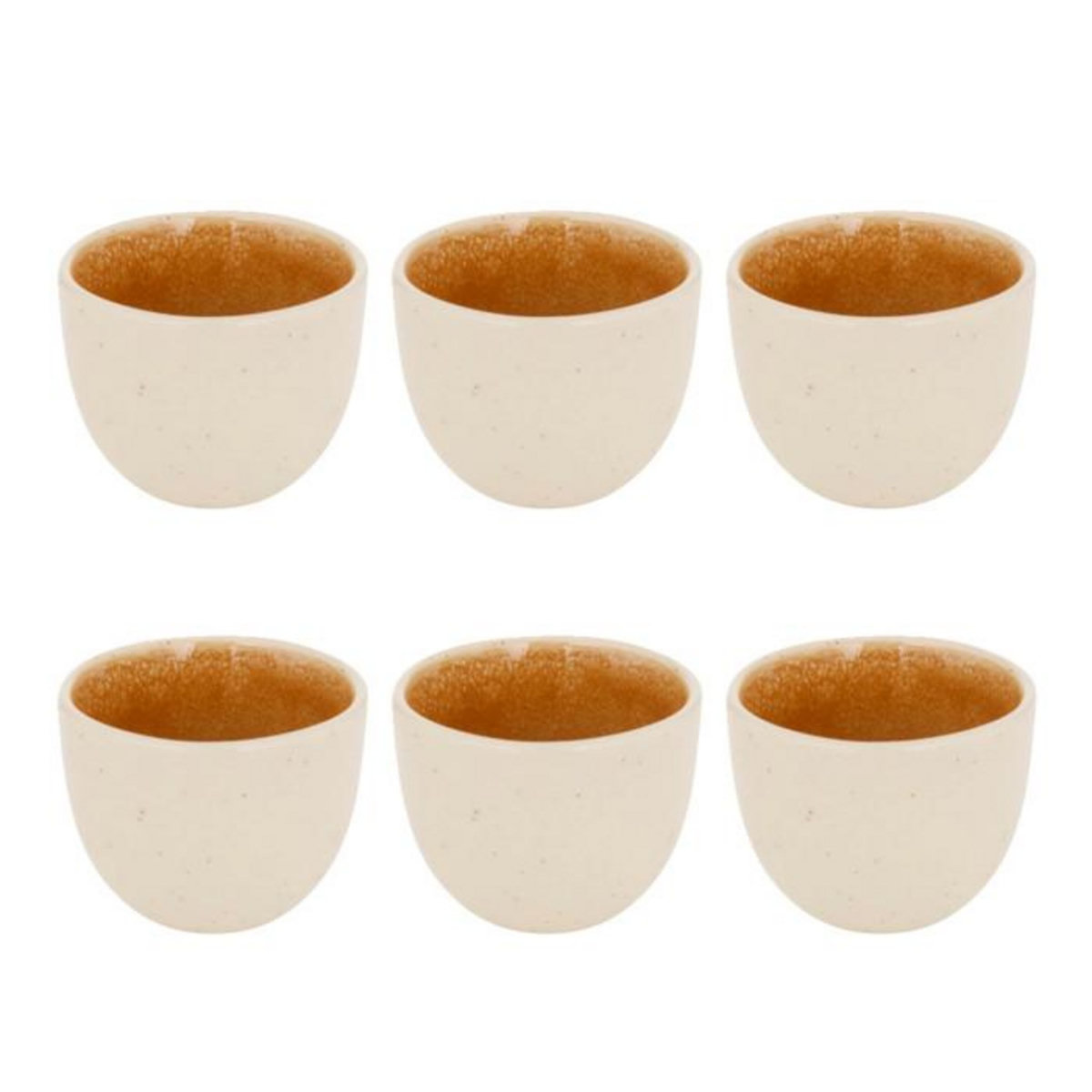 SECRET DE GOURMET Lot de 6 Tasses à Café en Faïence  Wonja  10cl Ocre
