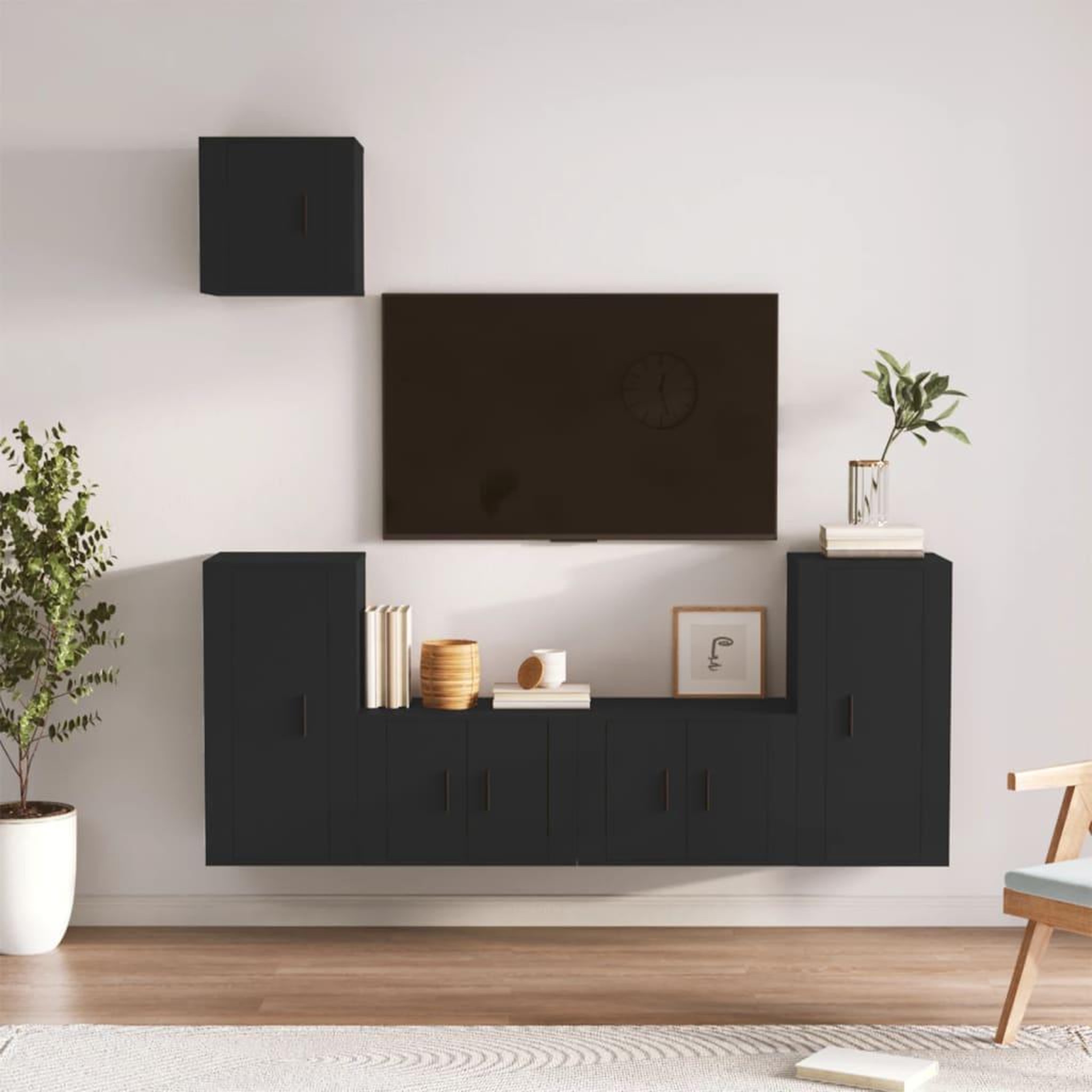 Voir la diapositive 1 : VIDAXL Ensemble de meubles TV 5 pcs Noir Bois d'ingenierie