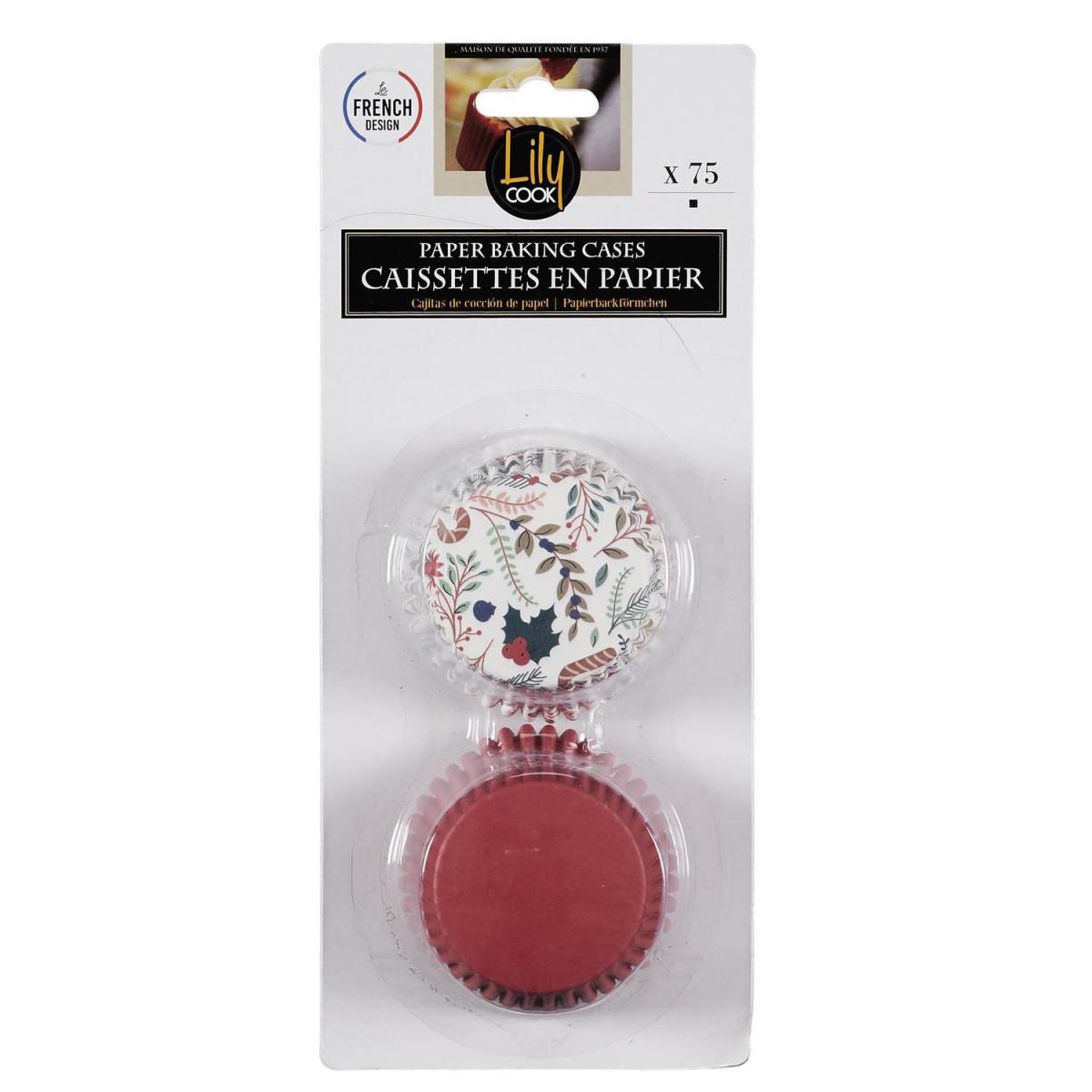 Voir la diapositive 3 : Lily Cook Lot de 75 caissettes de cuisson  noël  7cm multicolore