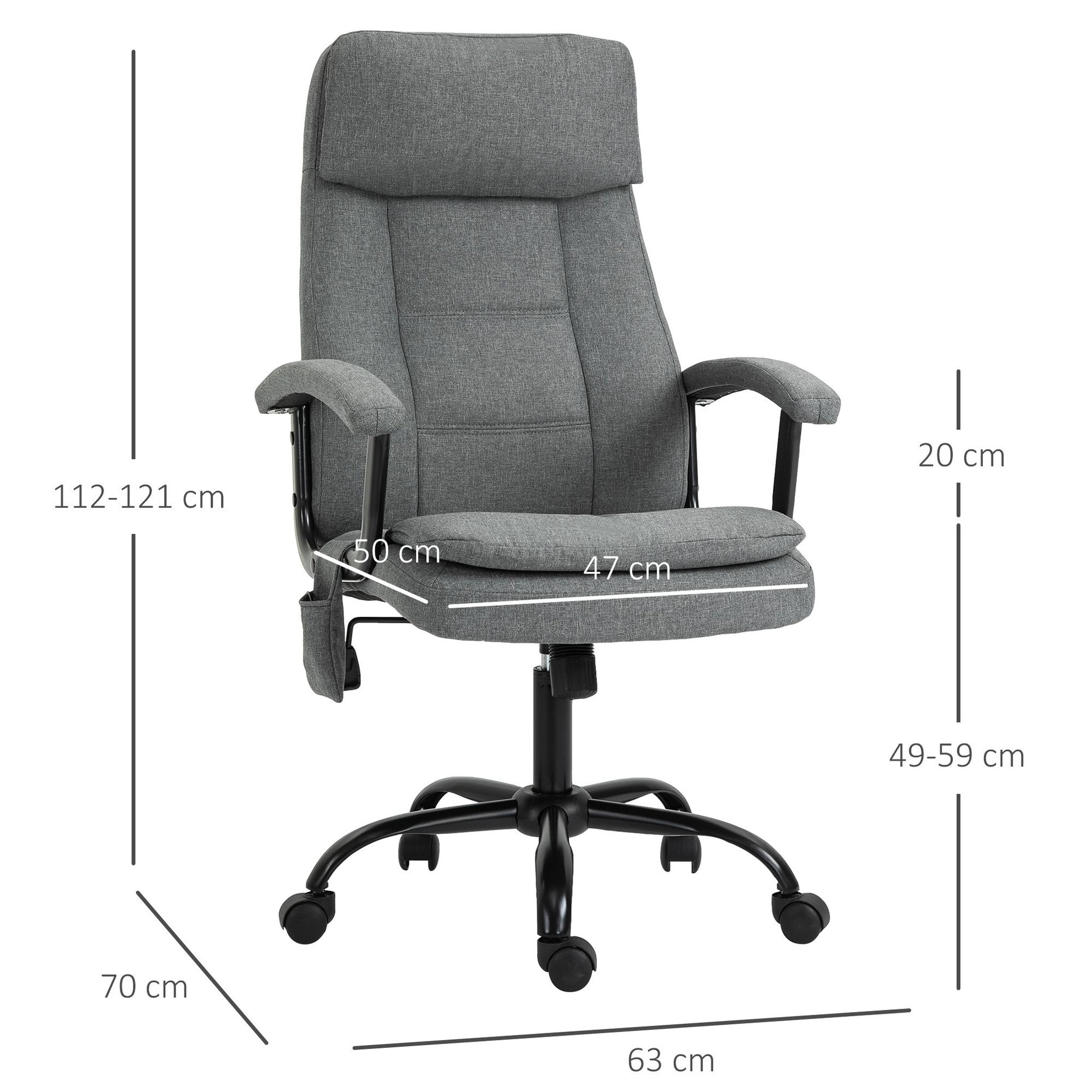 Voir la diapositive 3 : VINSETTO Vinsetto Fauteuil bureau manager massant pivotant hauteur réglable tissu lin gris