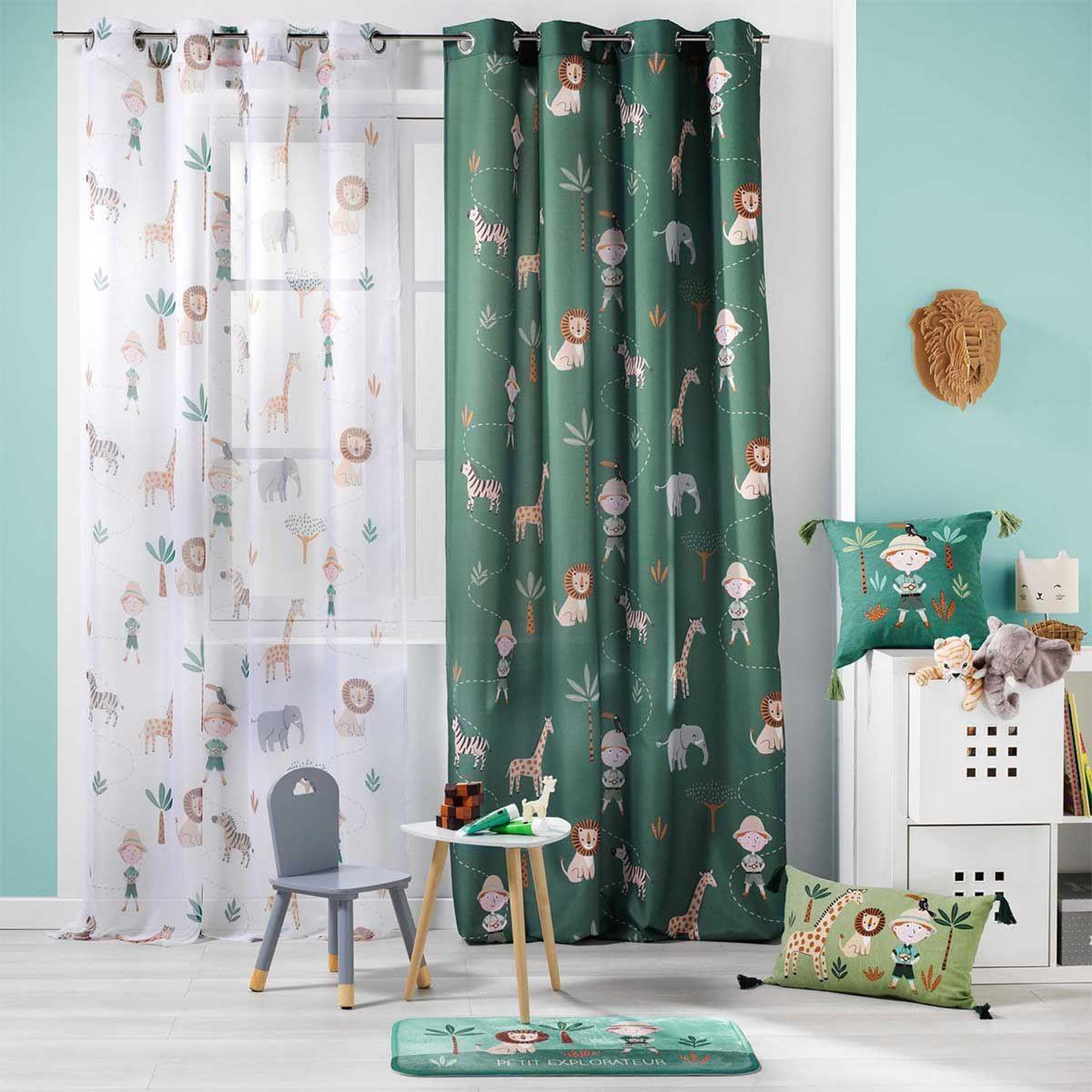 Voir la diapositive 2 : Douceur d'Intérieur Tapis enfant  léo l'explorateur  45x75cm vert