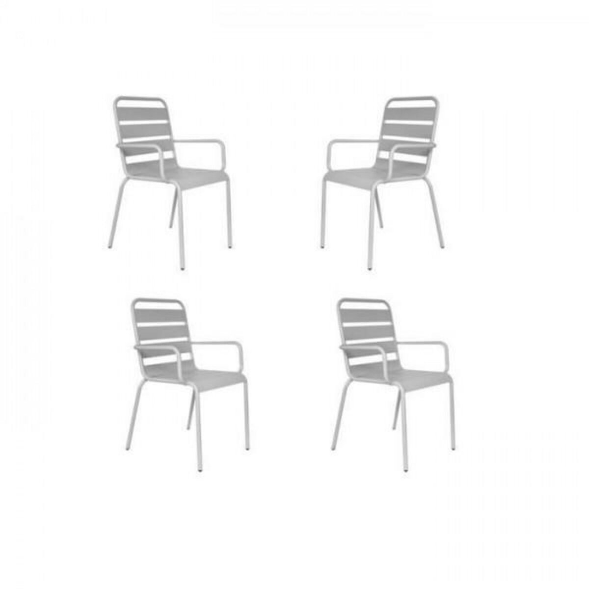 MARKET24 Lot de 4 fauteuils de jardin - Acier - Gris