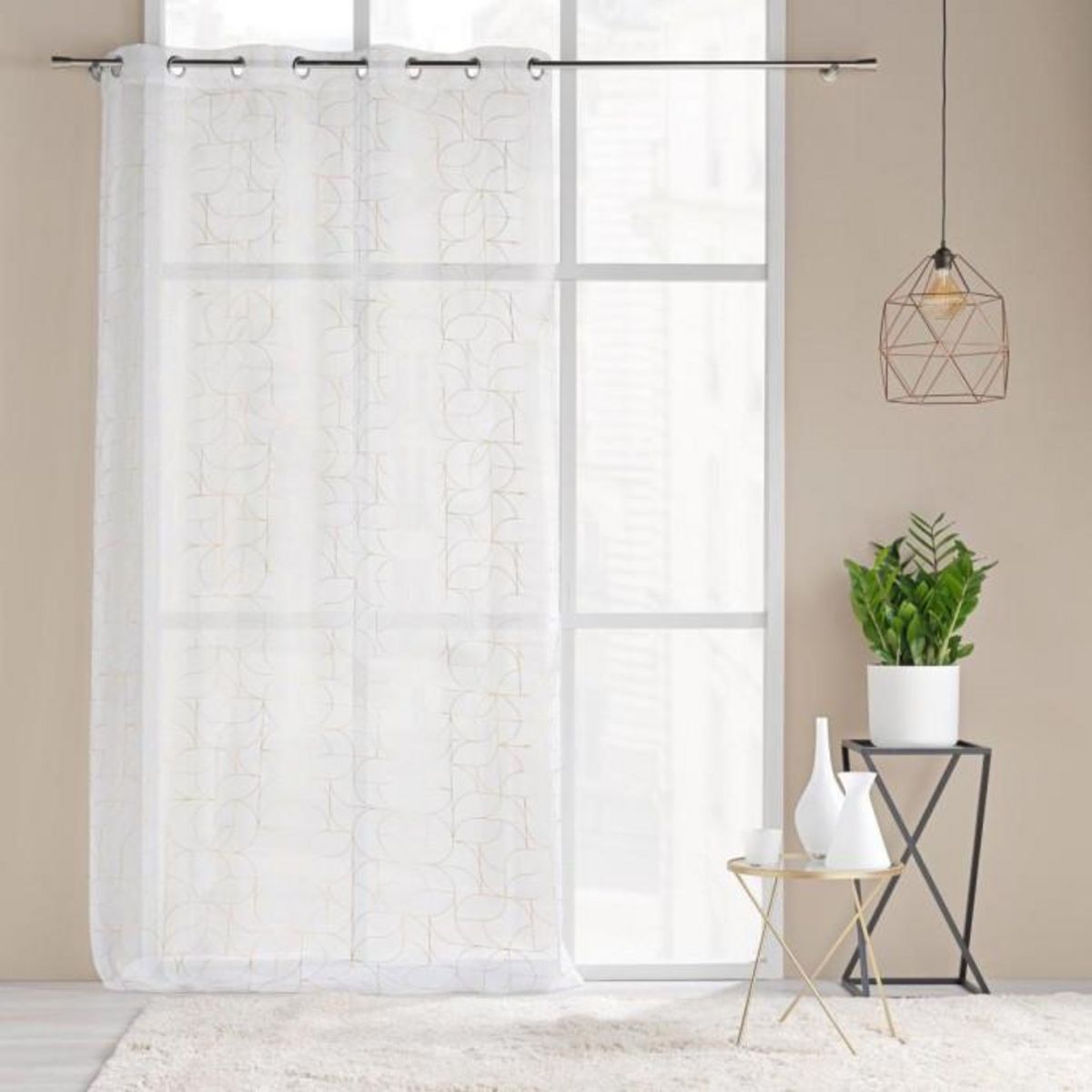 Paris Prix Rideau Voilage à Œillets  Louxor  140x280cm Blanc