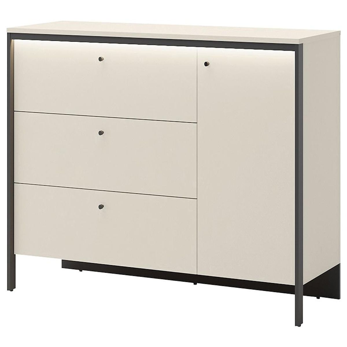 BEST MOBILIER Kimi - commode 3 tiroirs et 1 porte - led inclus