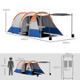 Voir la diapositive 3 : OUTSUNNY Tente de camping 2-3 pers. porche étanche 2000 mm 3 portes sac de transport orange