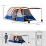 Voir la diapositive 3 : OUTSUNNY Tente de camping 2-3 pers. porche étanche 2000 mm 3 portes sac de transport orange