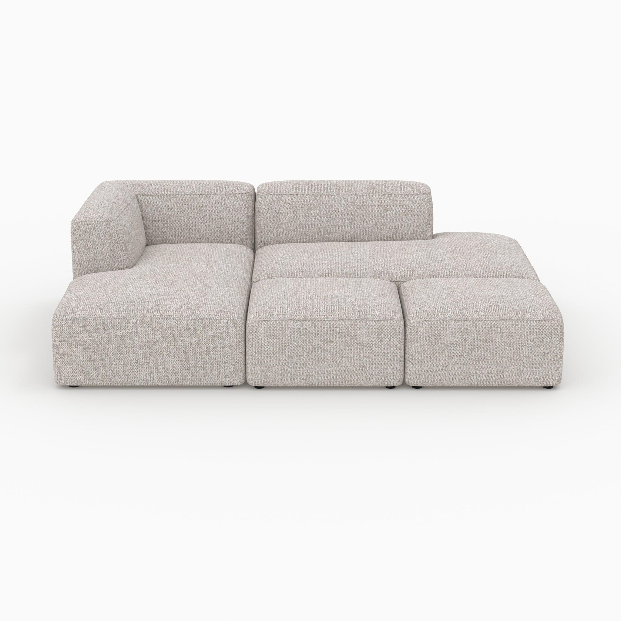 MAISON PAVANE Canapé d'angle gauche modulable, tissu beige 4 places, 2 poufs-hestia