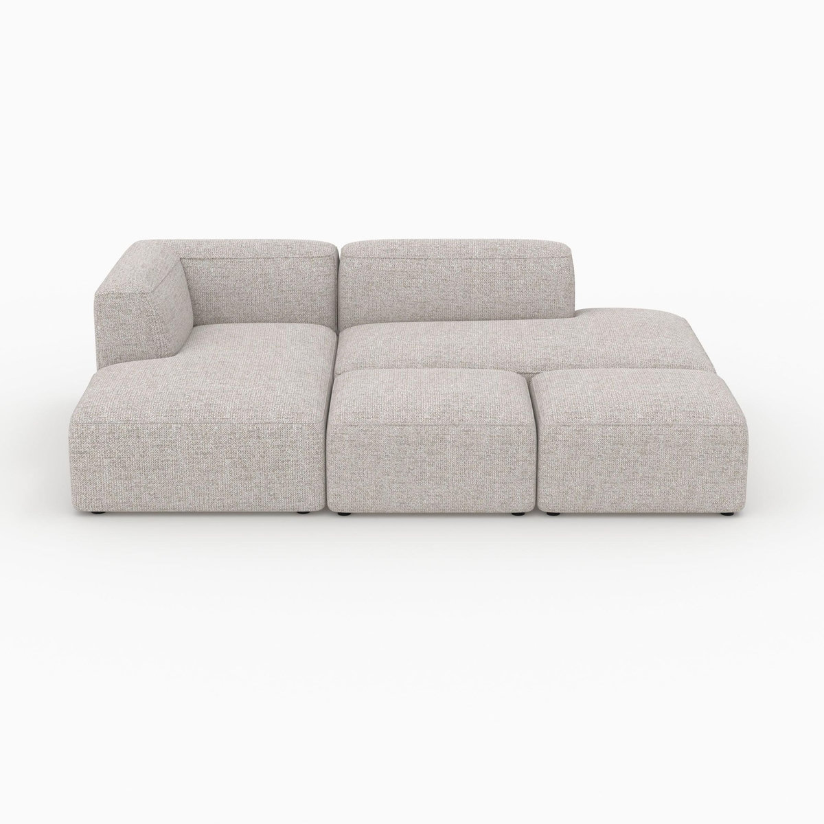 Rendez vous déco Canapé d'angle gauche modulable, tissu beige 4 places, 2 poufs-Hestia