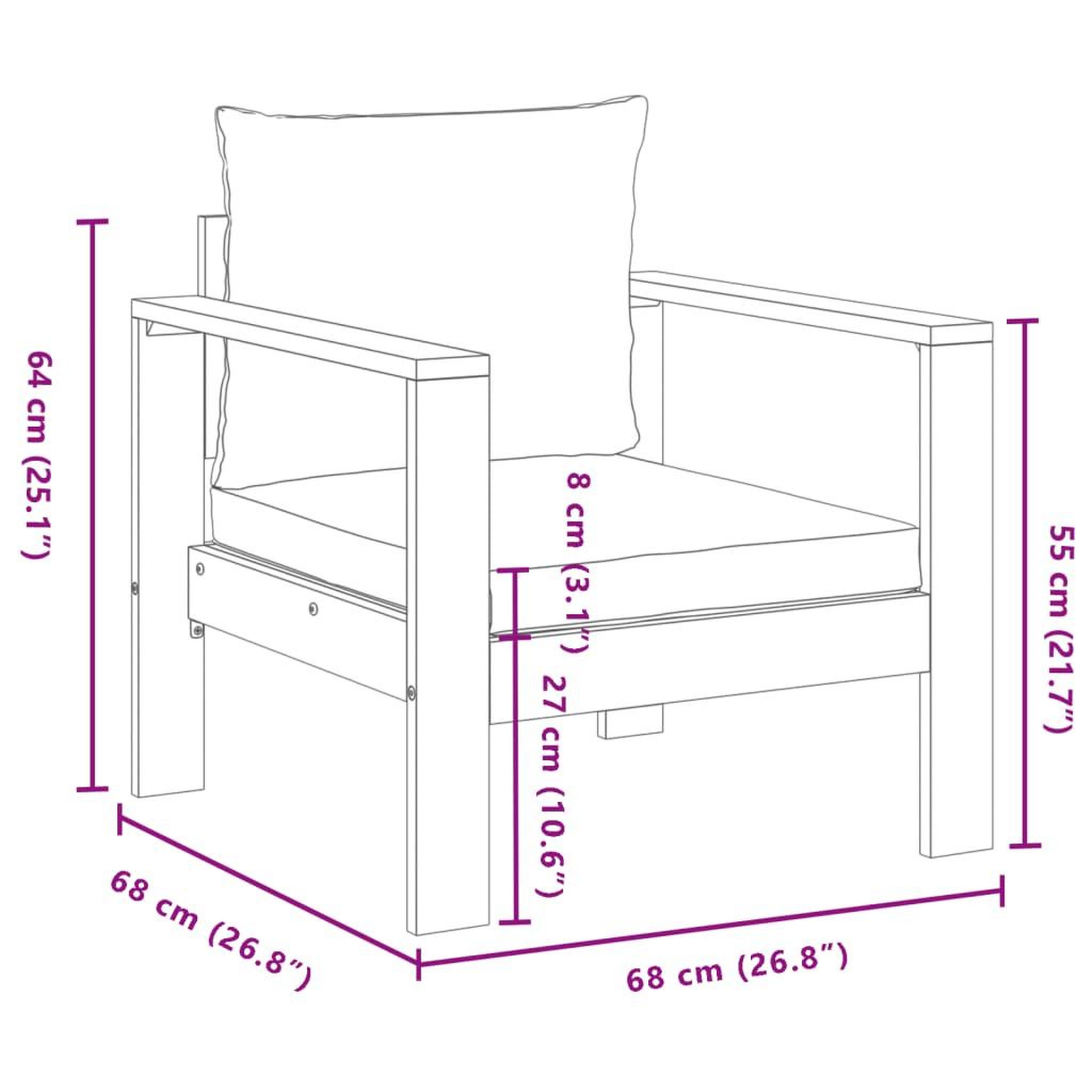 Voir la diapositive 6 : VIDAXL Chaise de jardin avec coussins bois massif d'acacia