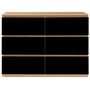 Voir la diapositive 3 : ID MARKET Commode 6 tiroirs TOMI 110 cm bois façon hêtre et noir