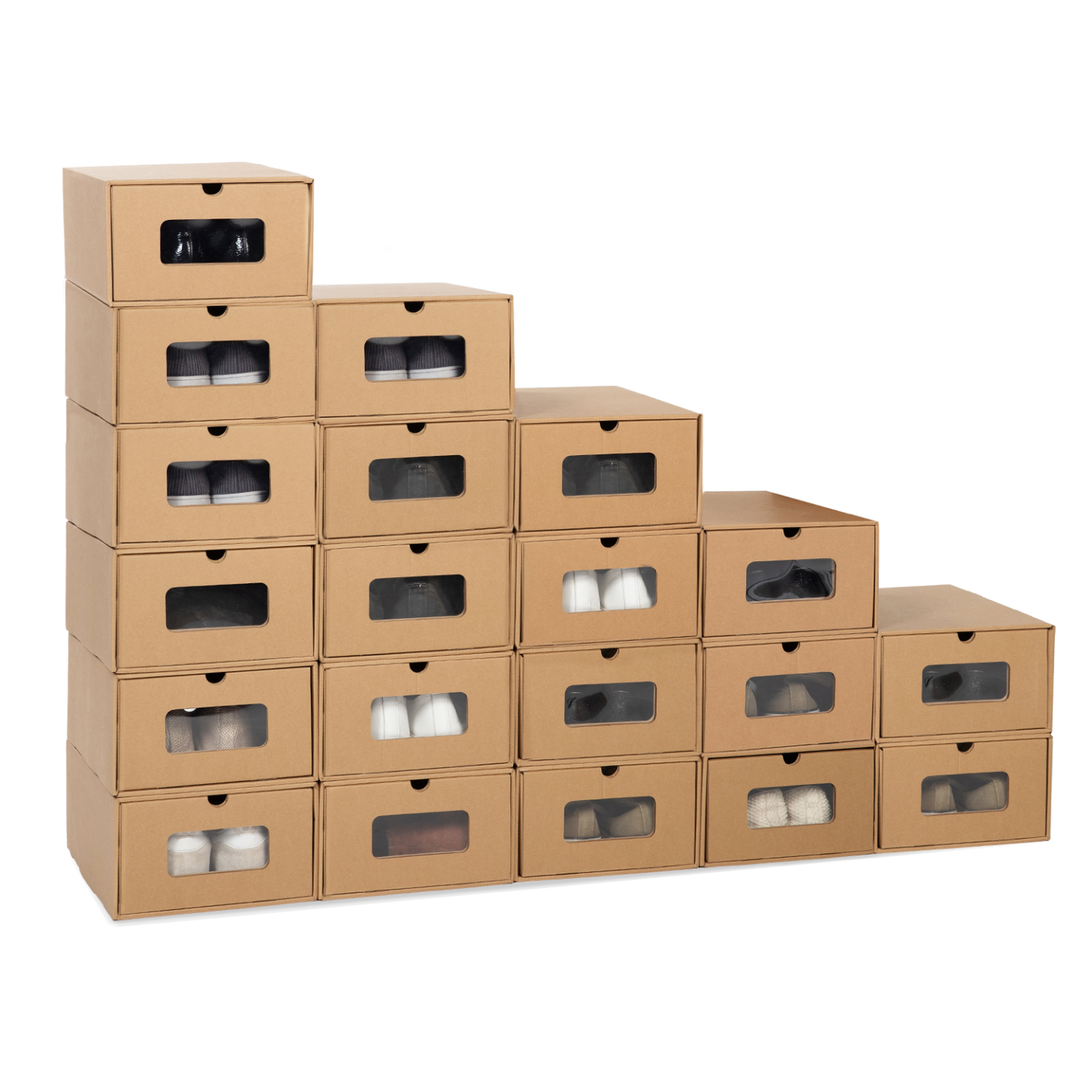 Voir la diapositive 2 : ID MARKET Lot de 20 cartons boites de rangement à chaussures avec tiroir