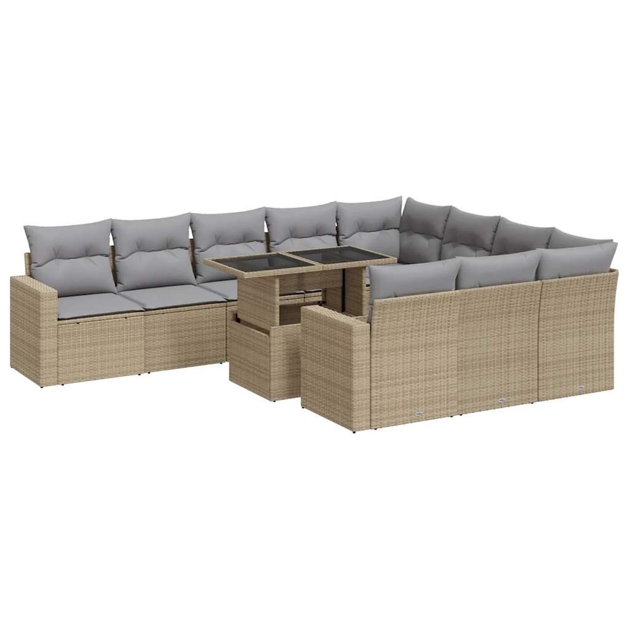 Voir la diapositive 2 : VIDAXL Salon de jardin 11 pcs avec coussins beige resine tressee