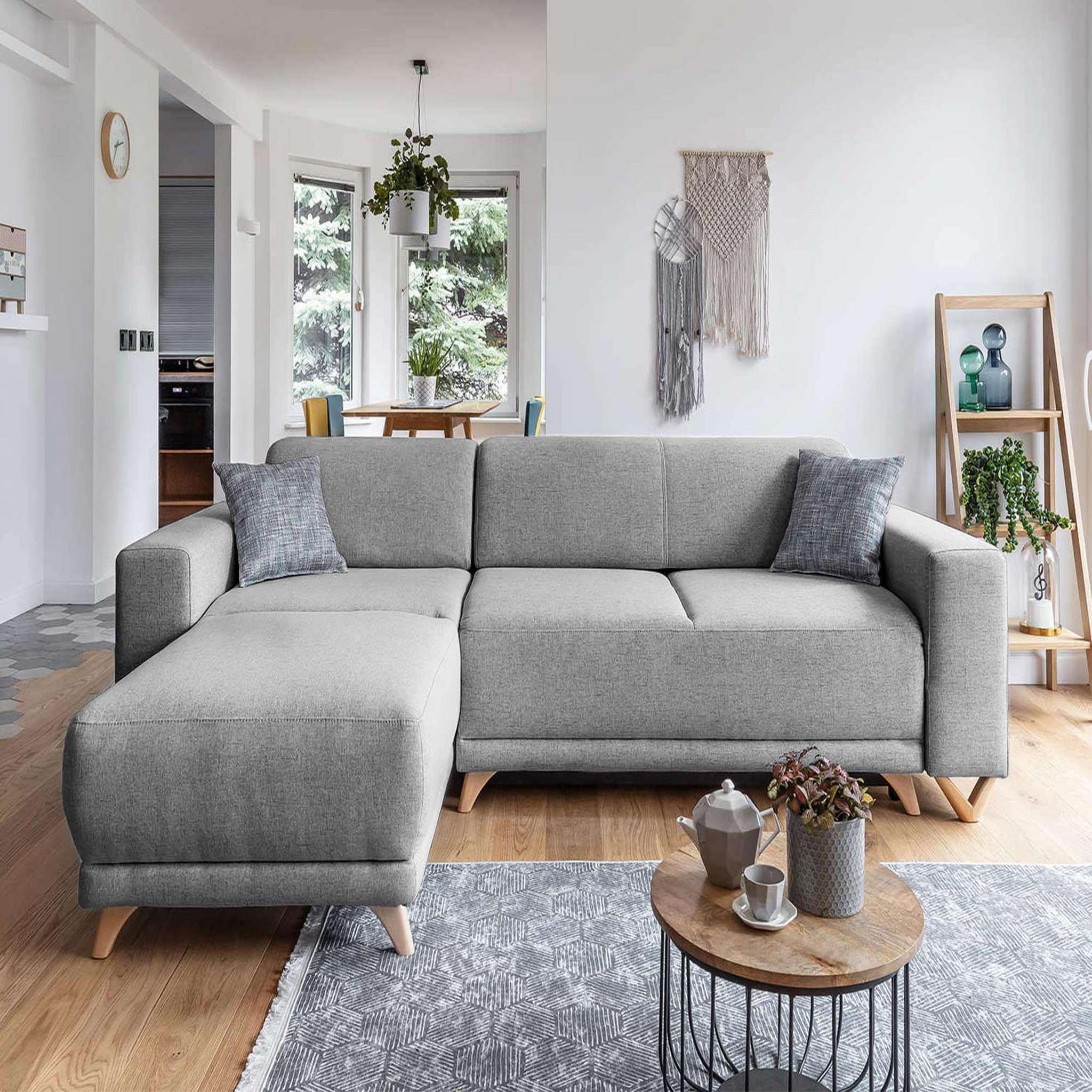 Voir la diapositive 2 : BEST MOBILIER Bella - canapé d'angle réversible convertible - avec coffre - 4 places - tissu