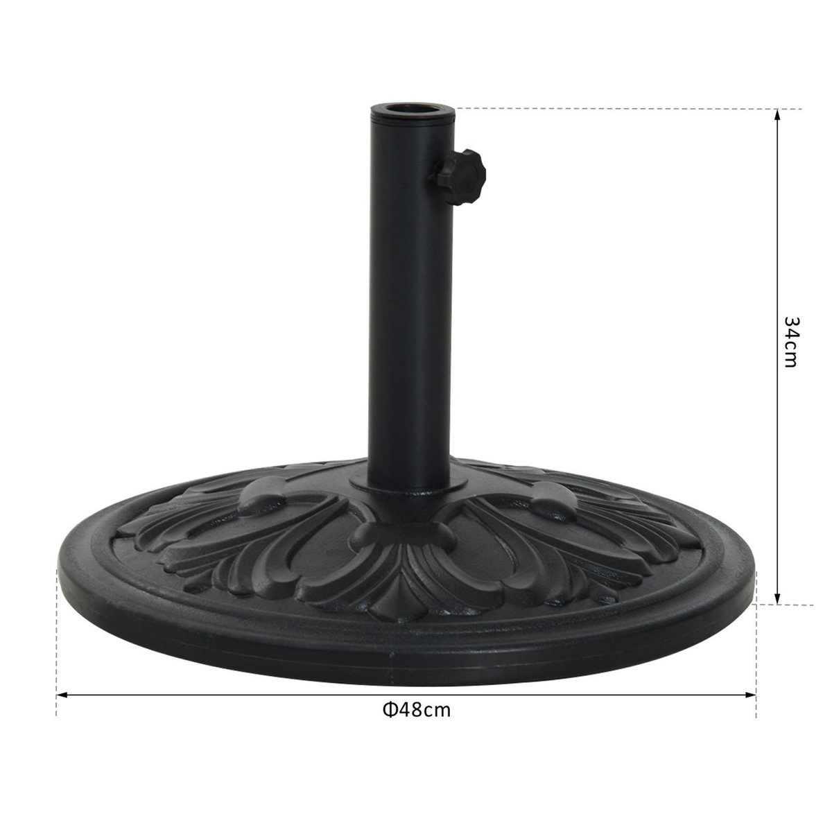 OUTSUNNY Pied de parasol rond base de lestage Ø 48 x 34H cm ciment HDPE motif fleurs de lys poids net 13 Kg
