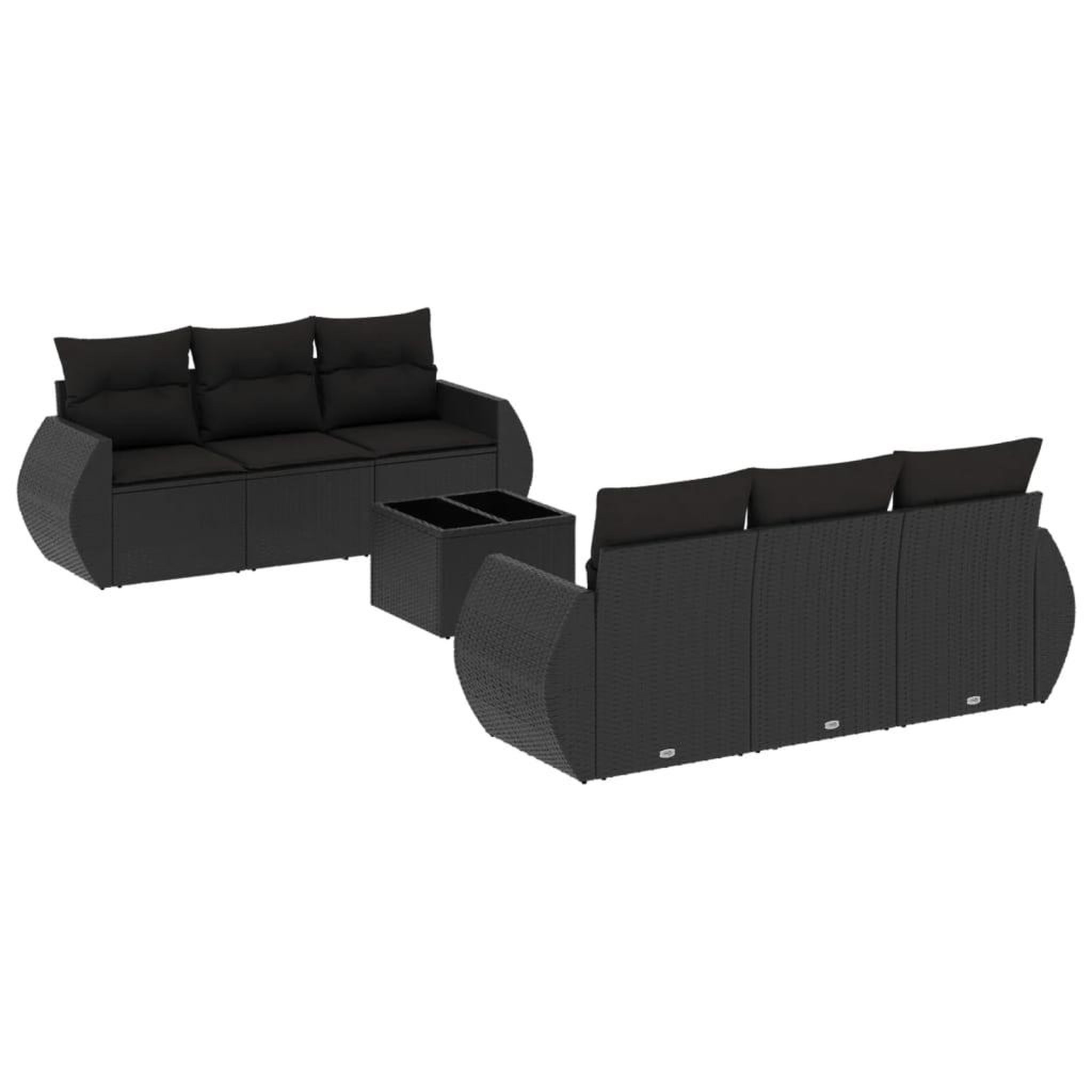 Voir la diapositive 2 : VIDAXL Salon de jardin 7 pcs avec coussins noir resine tressee